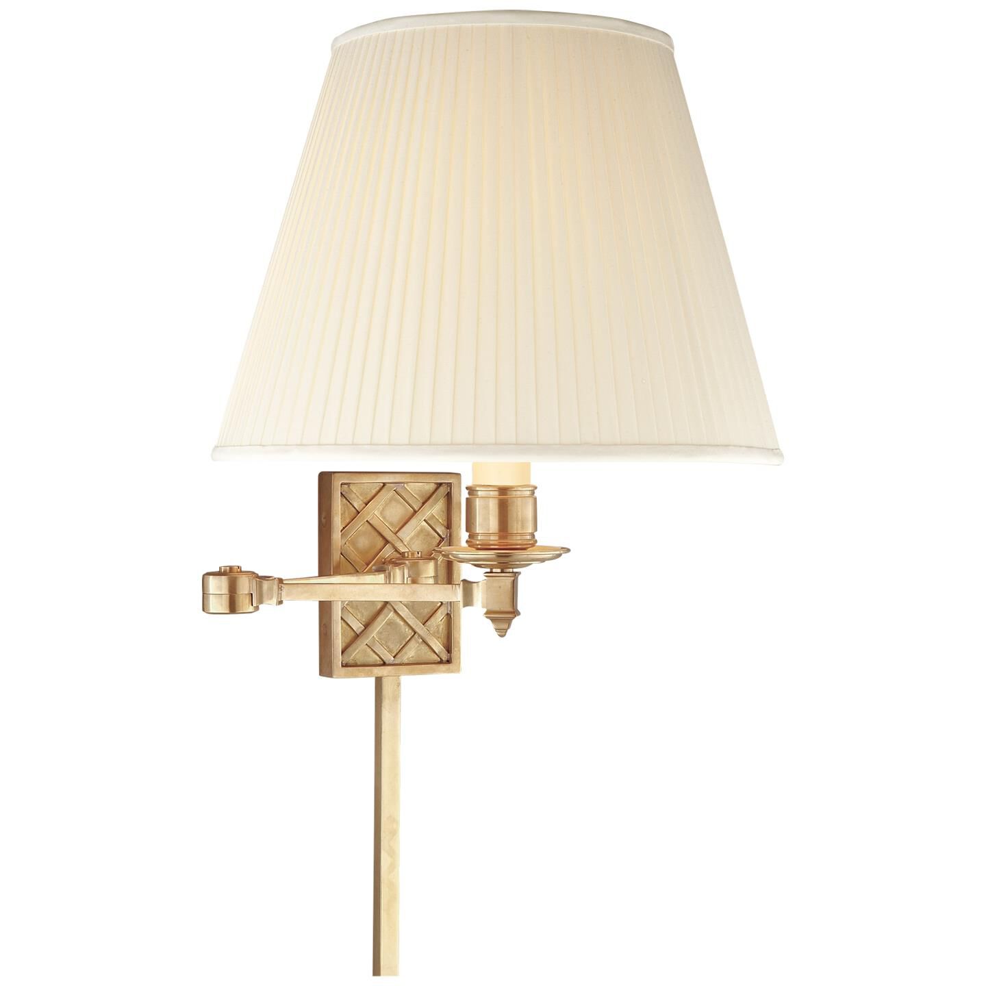 Shown in Natural Brass finish and Silk shade
