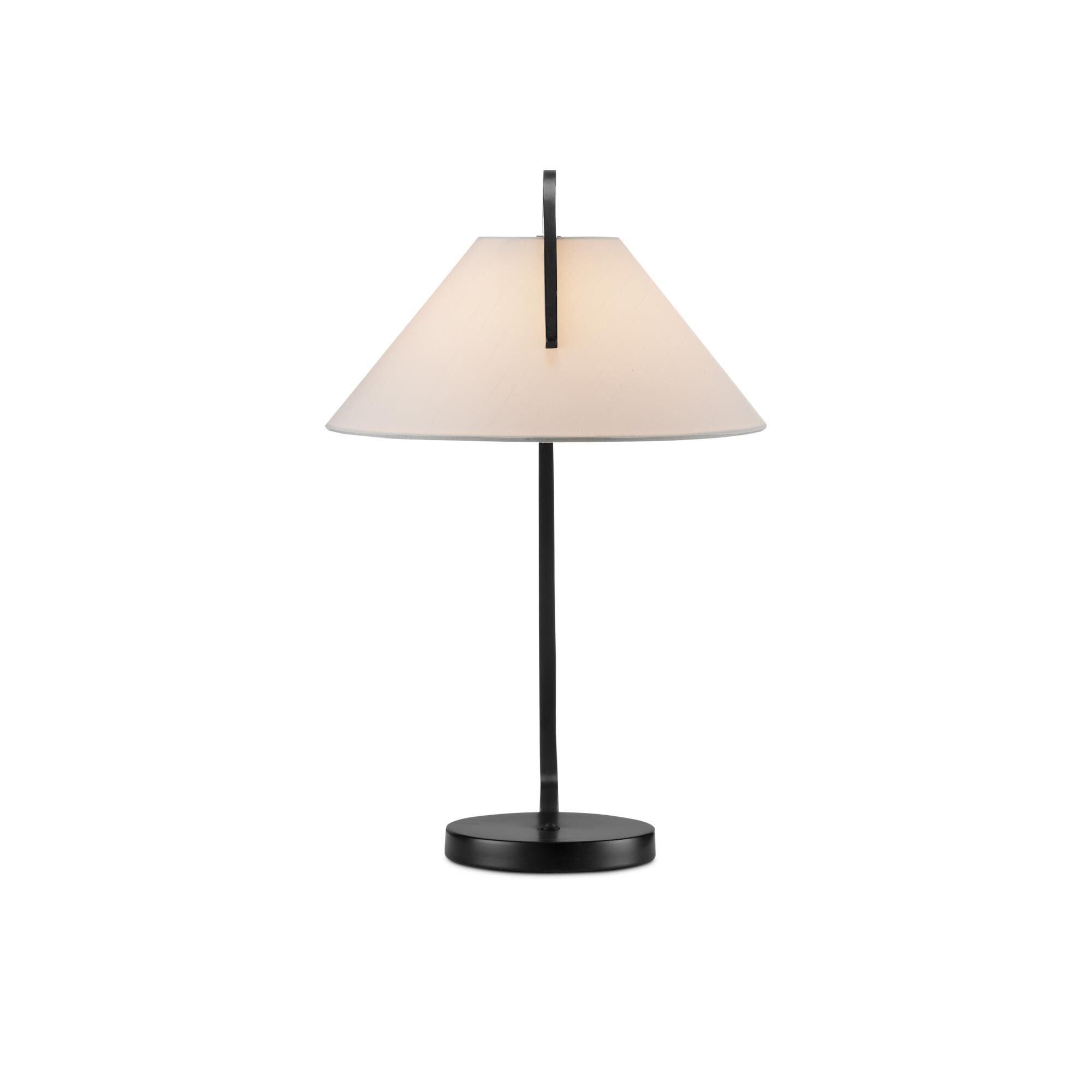 Shown in Oil Rubbed Bronze finish and Off-White Shantung shade