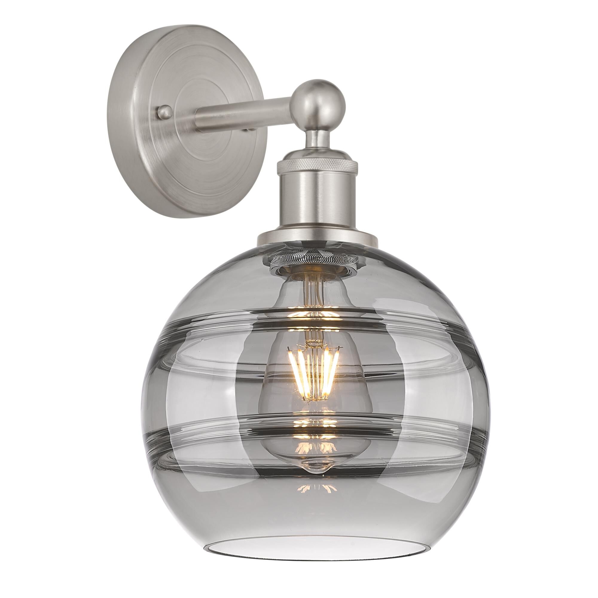 Shown in Satin Nickel finish and Light Smoke glass