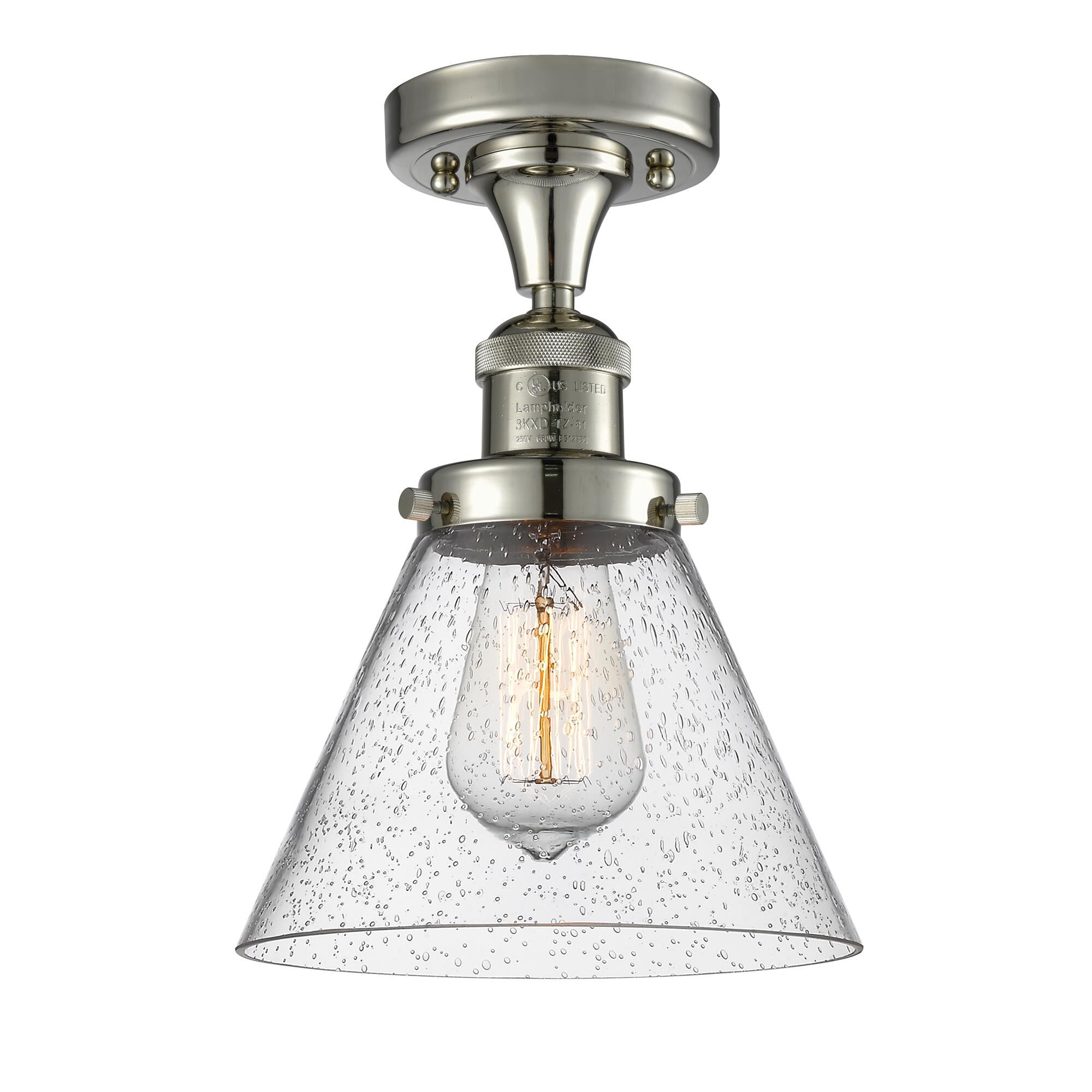 Shown in Polished Nickel finish and Seedy glass