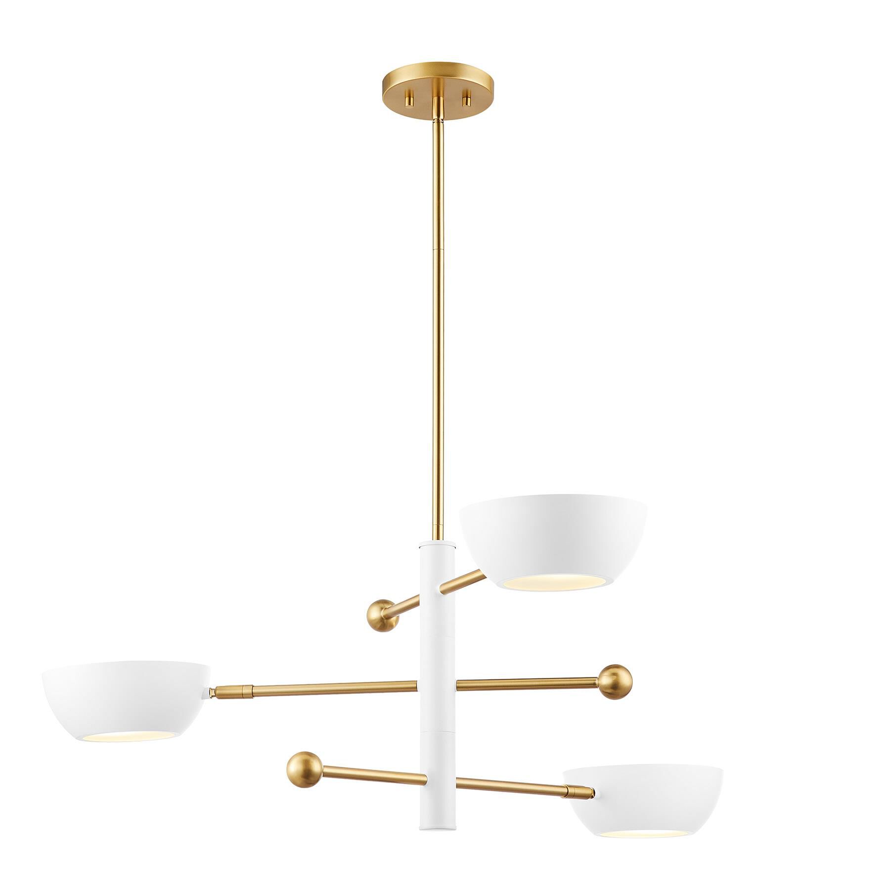 Shown in White and Natural Brass finish and Metal shade