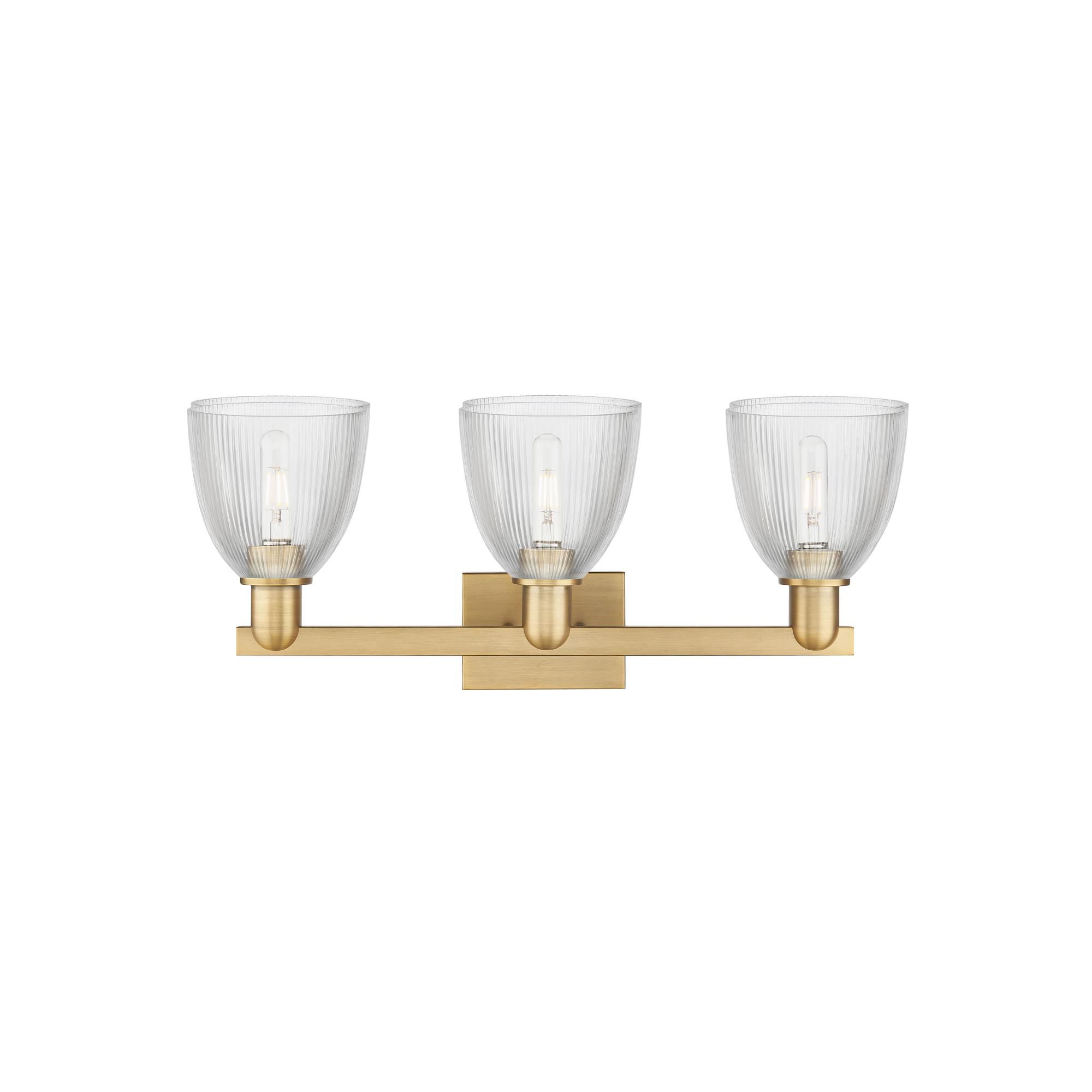 Shown in Brushed Brass finish and Clear glass