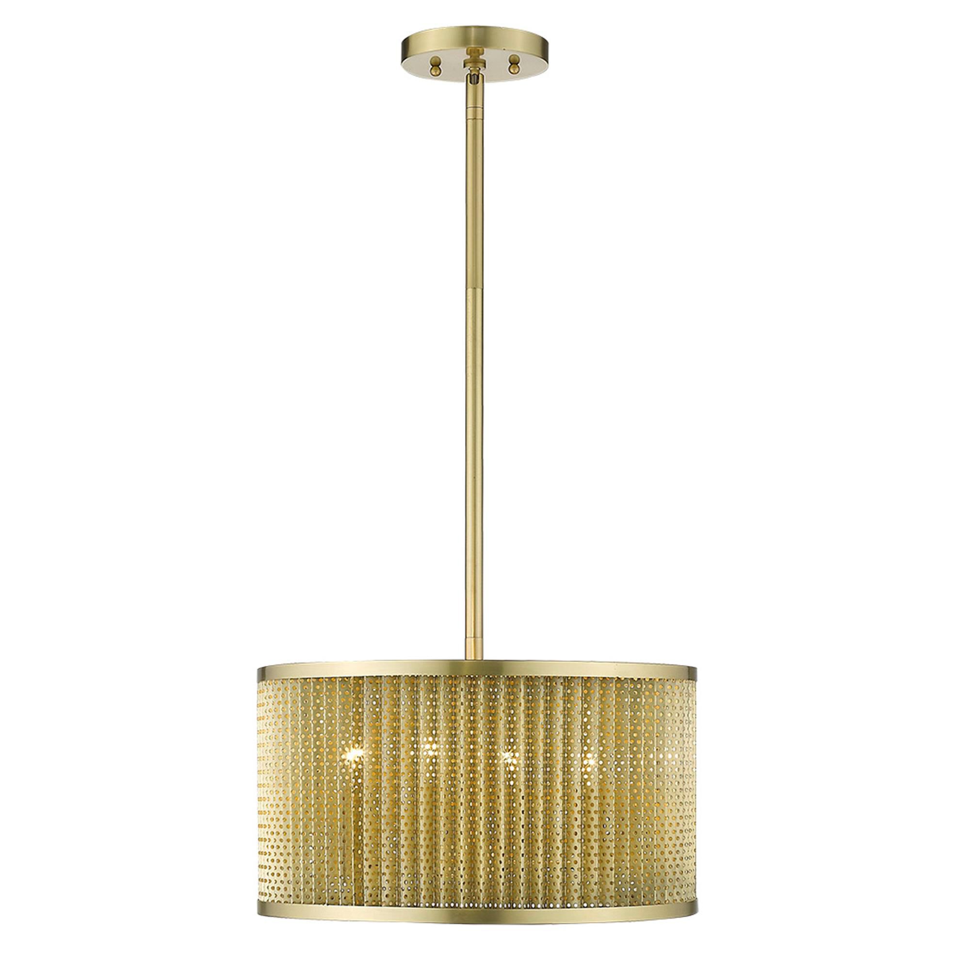 Shown in Gold finish and Gold glass and Gold Metal Cylindrical Shaped shade