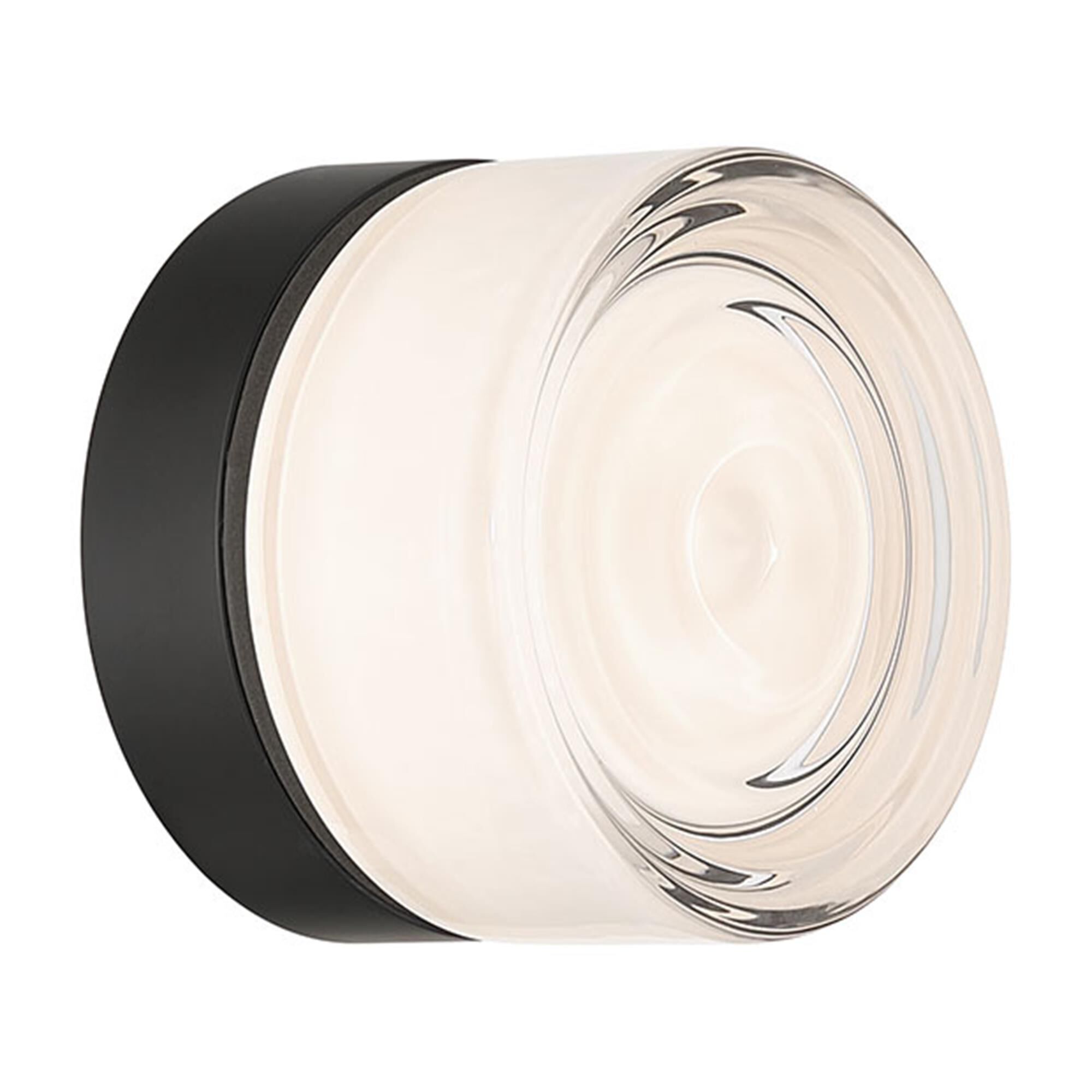 Shown in Matte Black finish and Clear Wave glass
