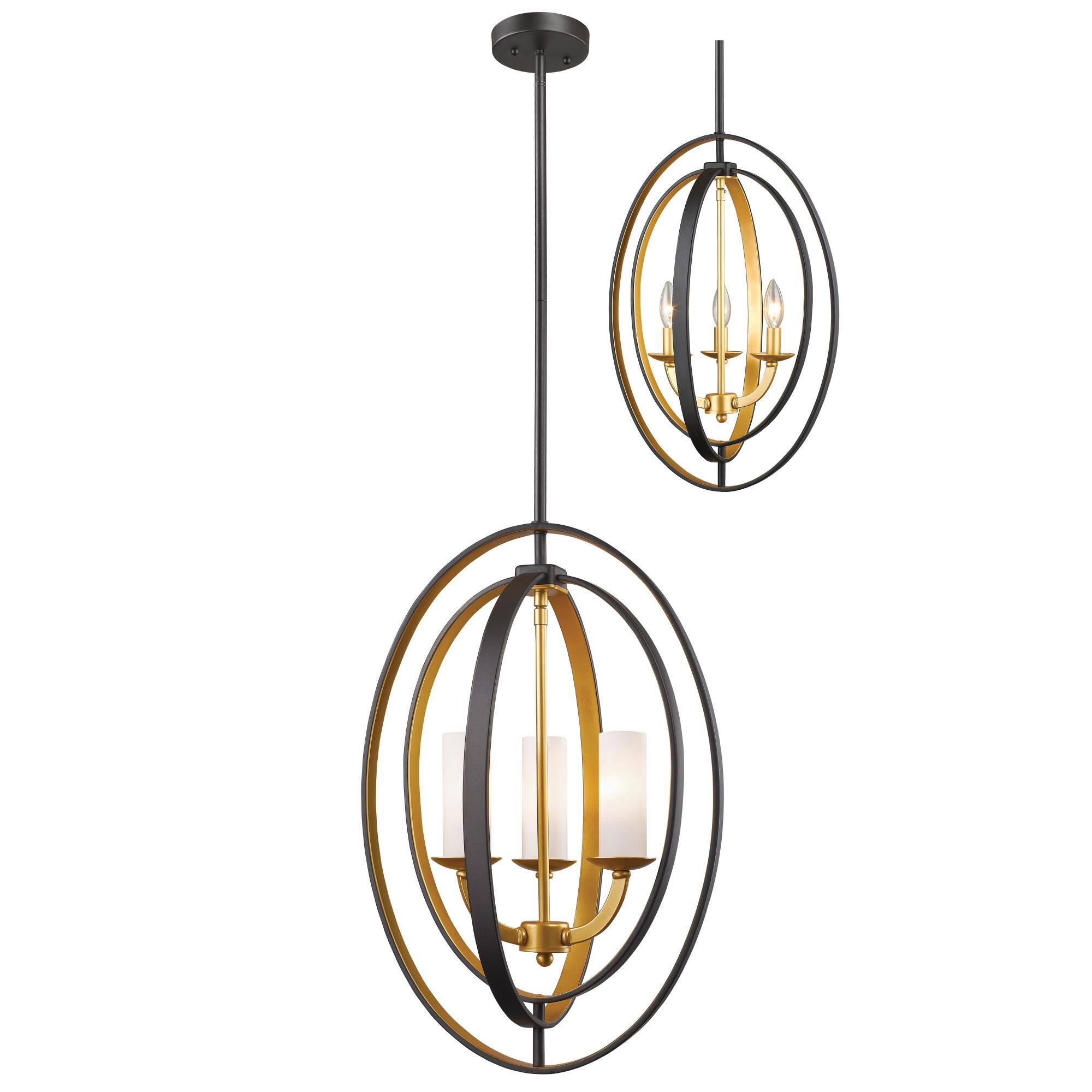 Shown in Bronze Gold finish and Glass shade