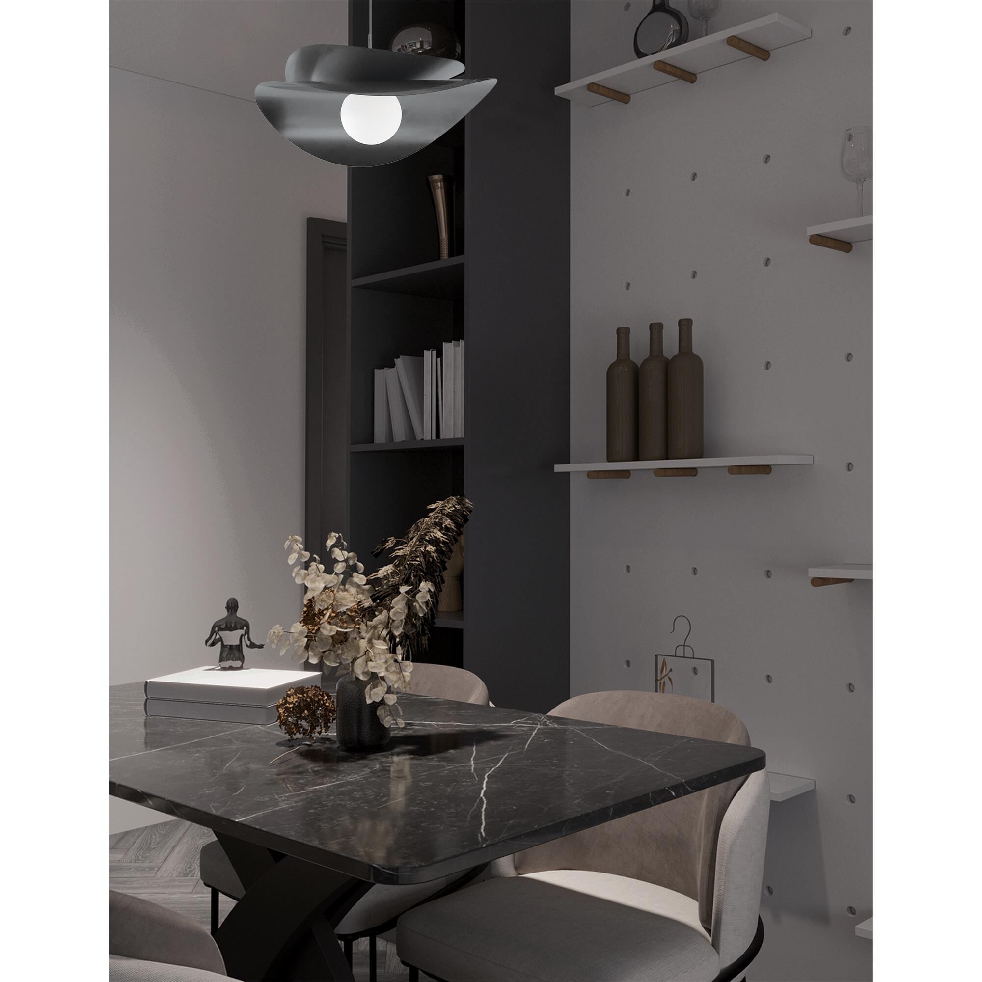 Shown in Matte Black finish and Matte Black shade