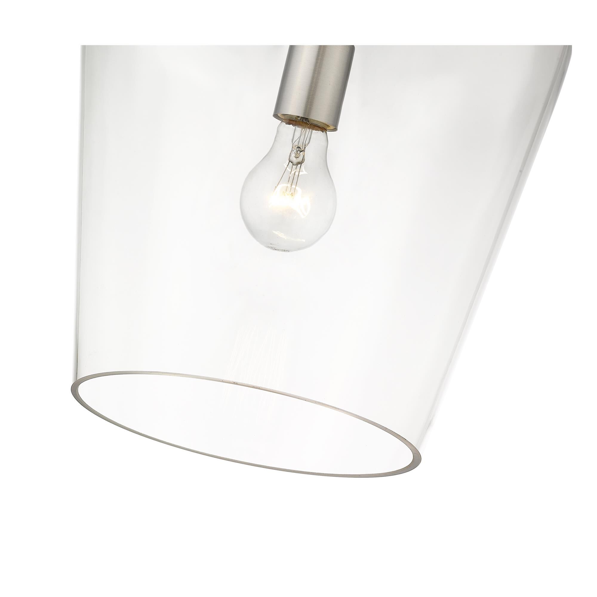 Shown in Brushed Nickel finish and Glass shade