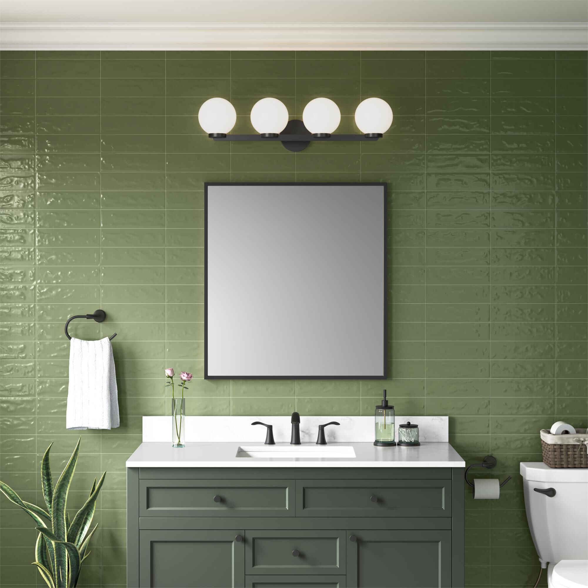 Shown in Matte Black finish and Shiny Opal glass