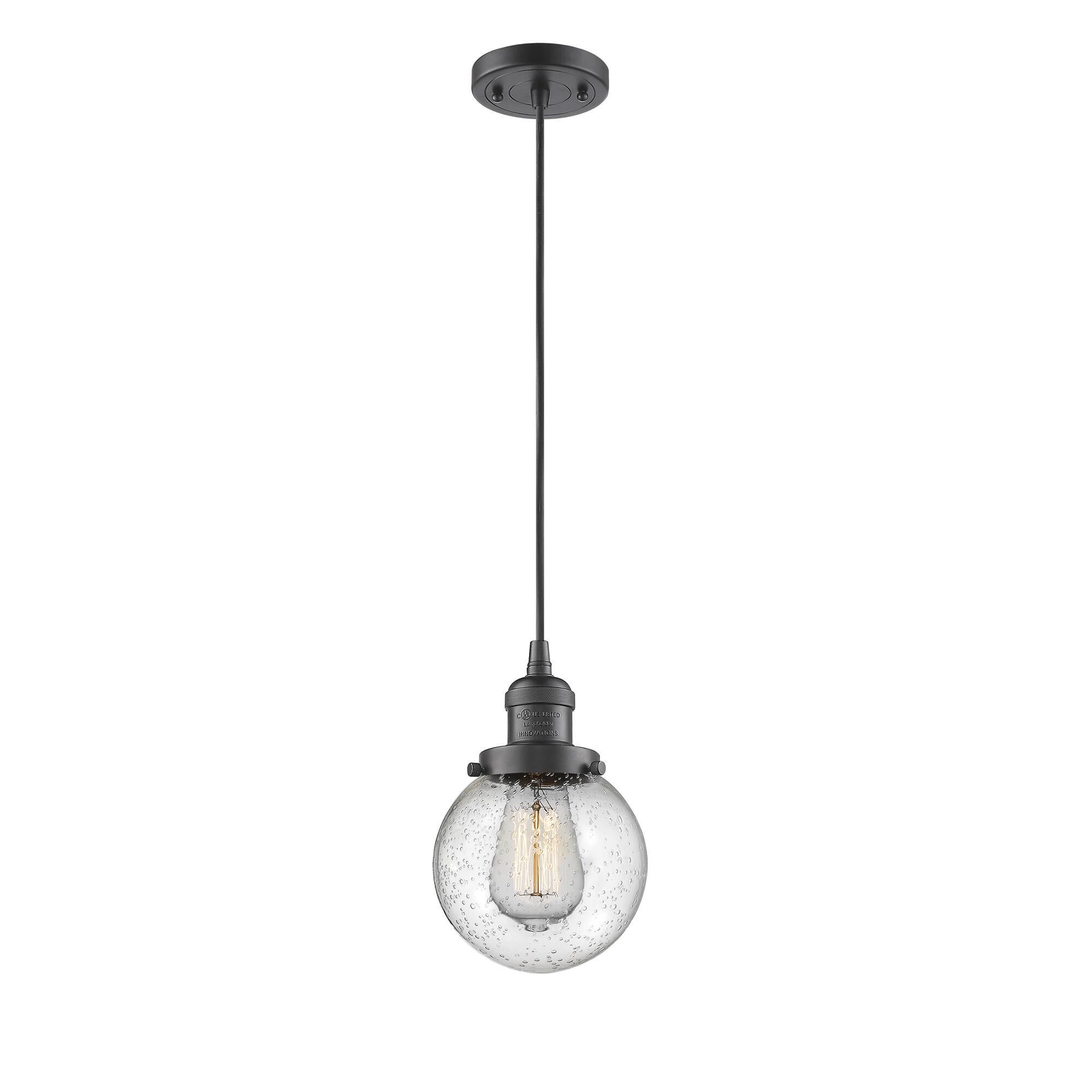 Shown in Oil Rubbed Bronze finish and Seedy glass