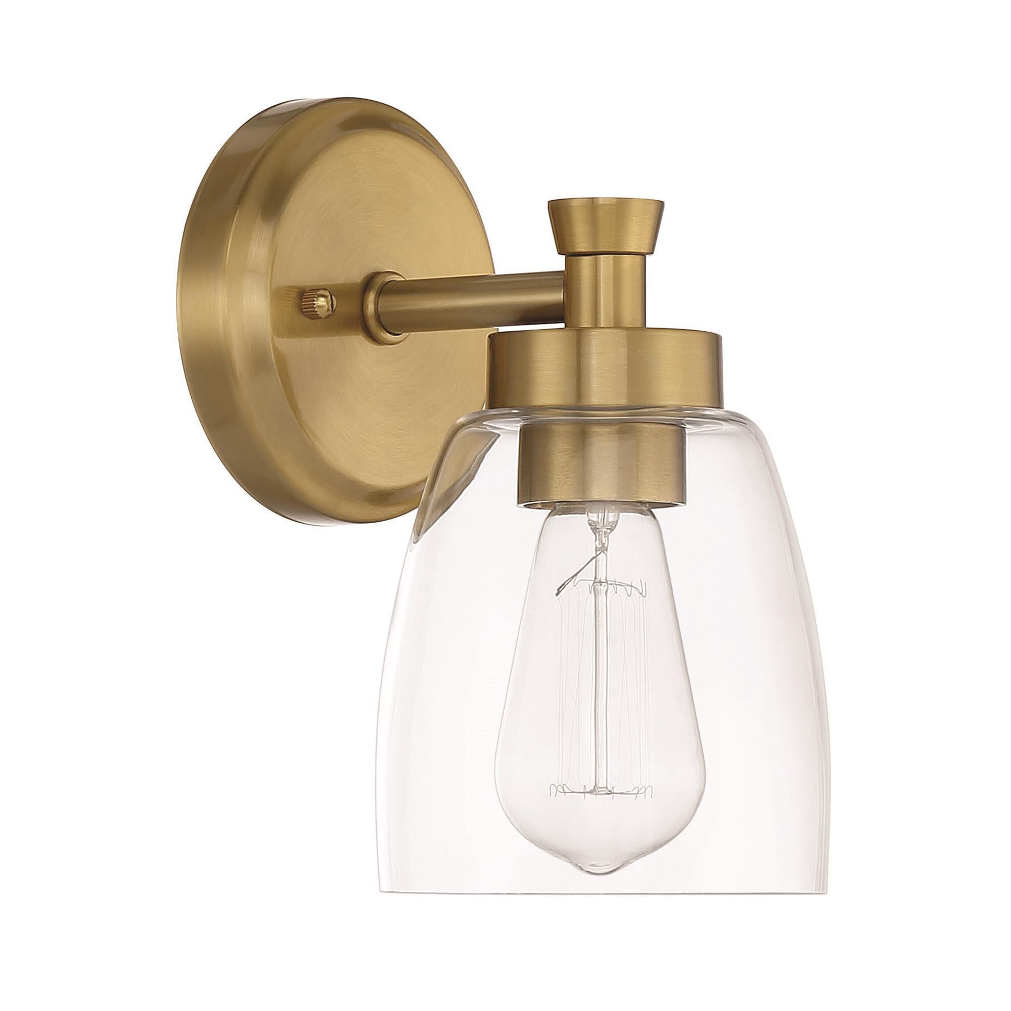 Shown in Satin Brass finish and Clear glass