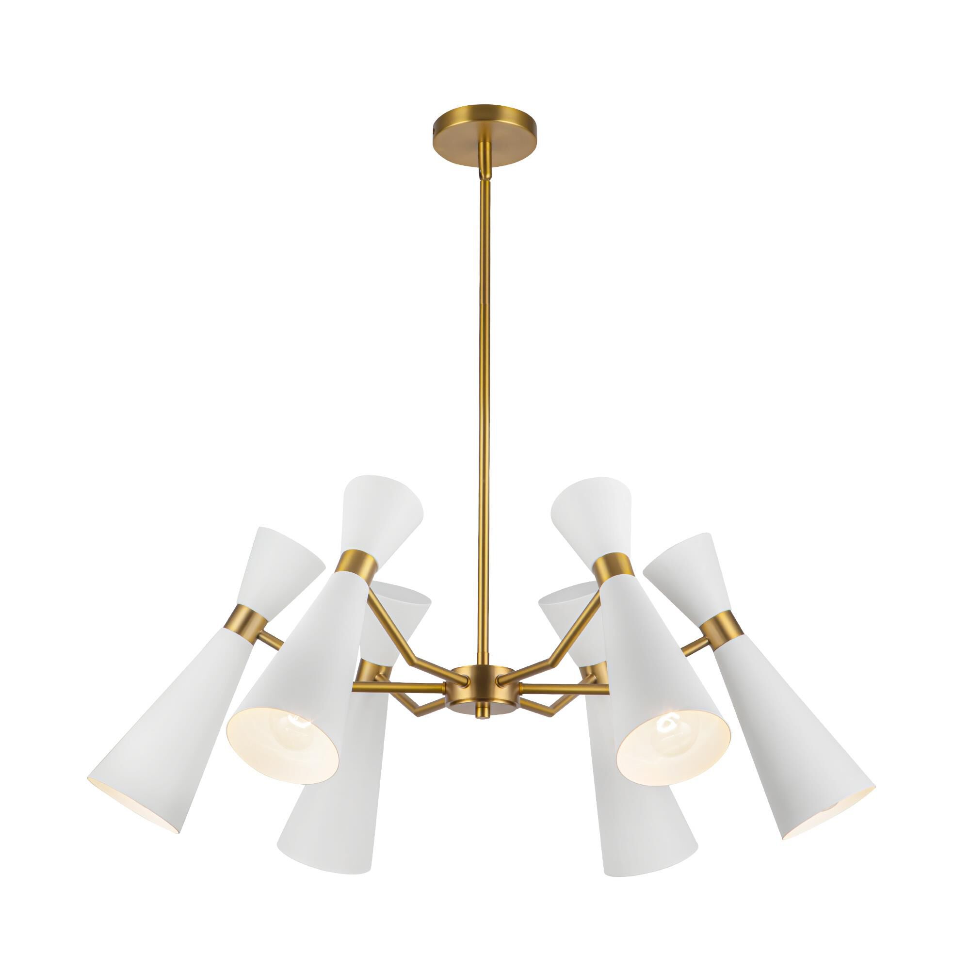 Shown in White and Aged Gold finish and Steel shade