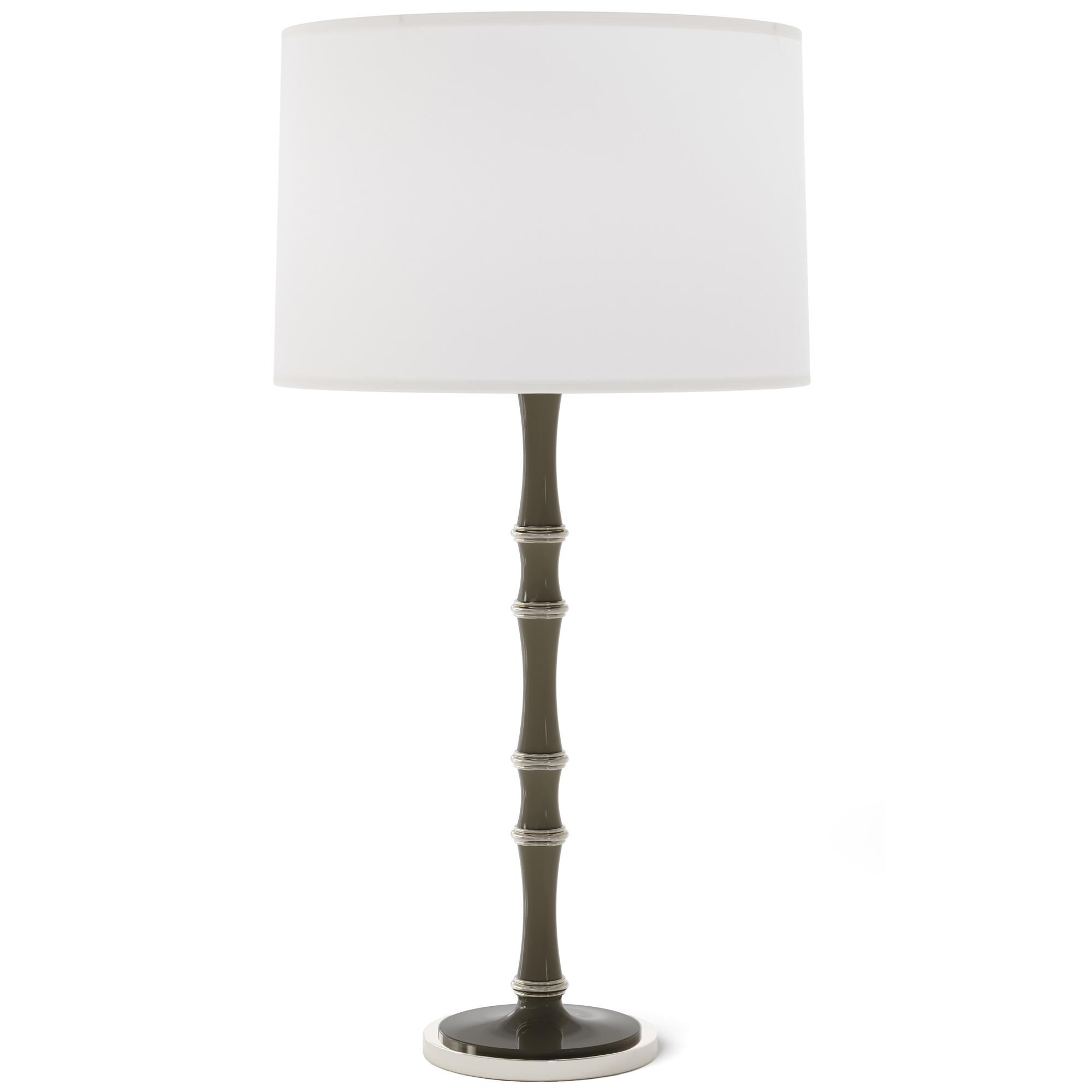 Shown in Smokey Taupe finish and Ascot White shade and Polished Nickel  accent