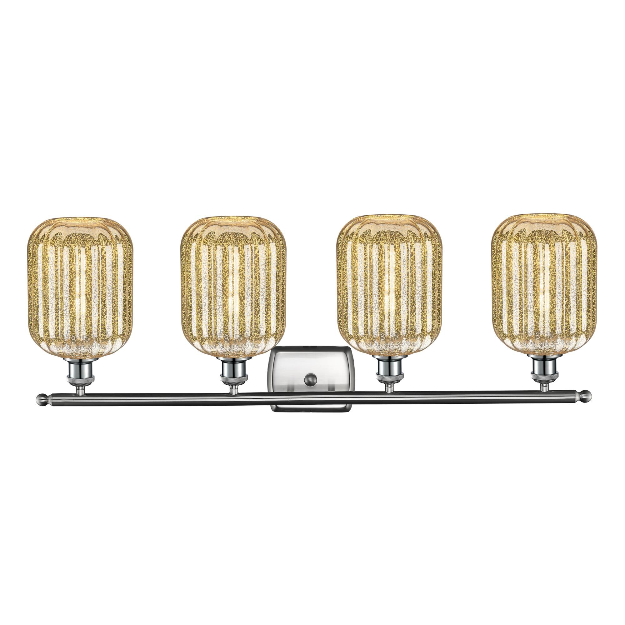 Shown in Brushed Satin Nickel finish and Mercury glass