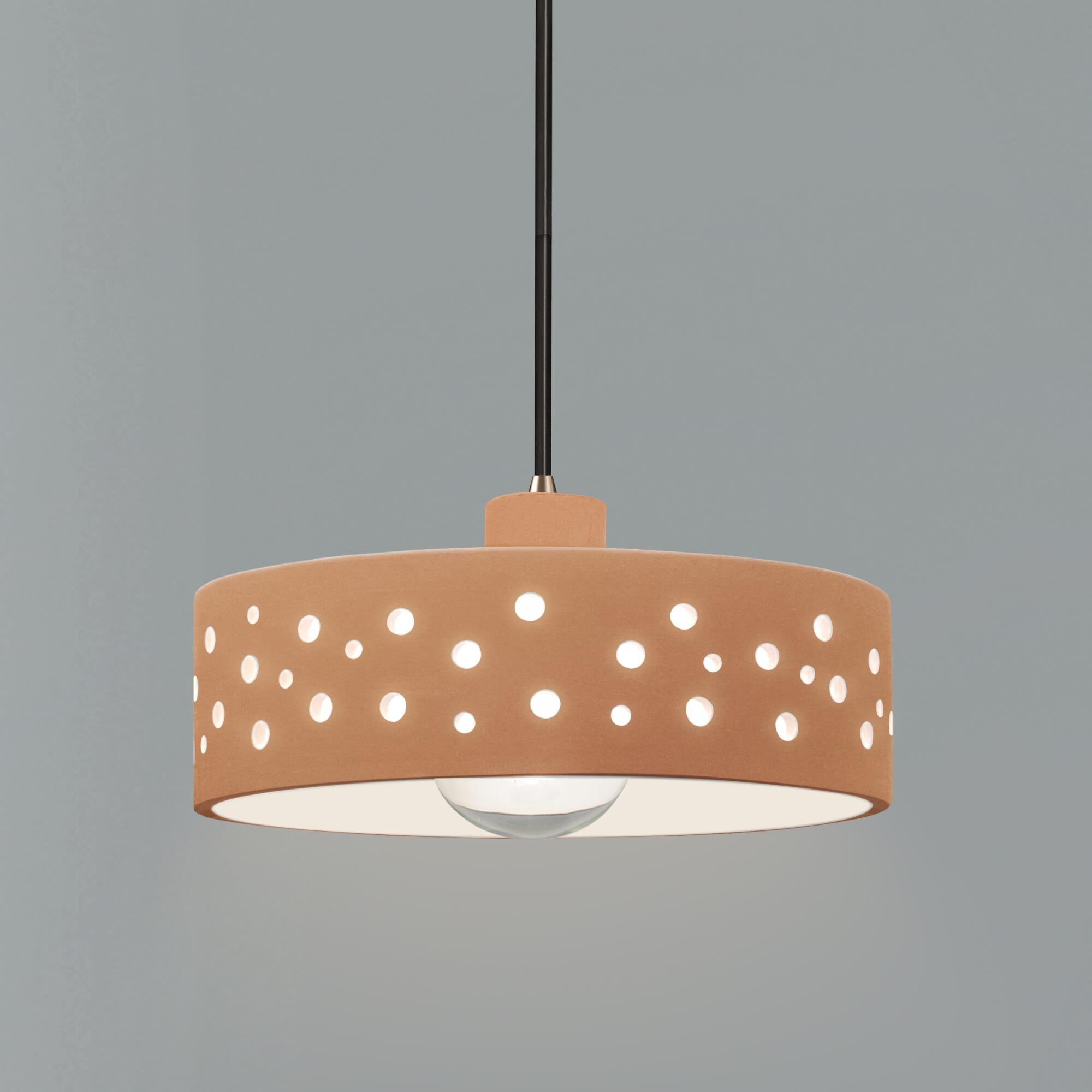 Shown in Antique Brass finish and Adobe shade