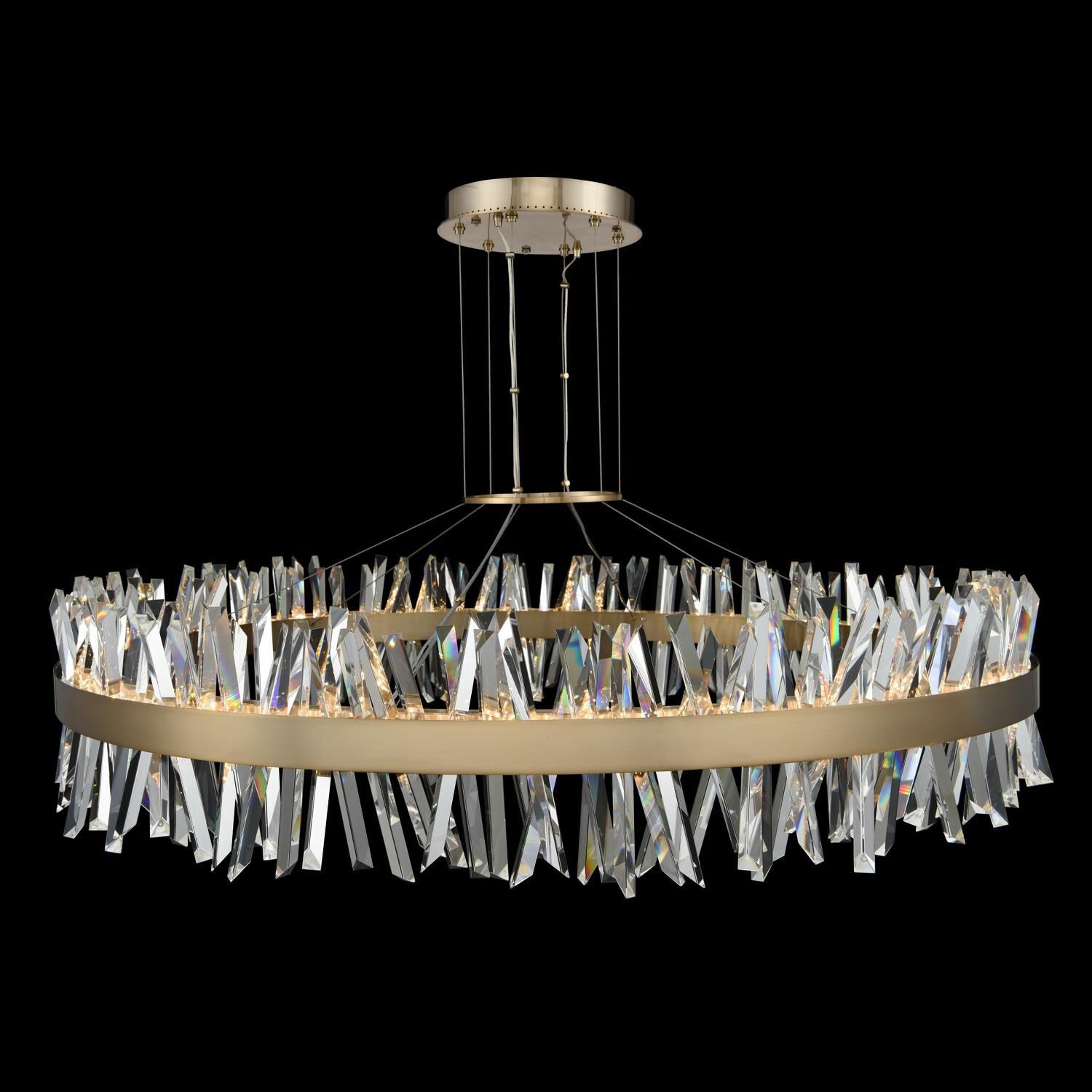 Shown in Brushed Champagne Gold finish and Firenze  Spears crystal and Clear Glacier glass