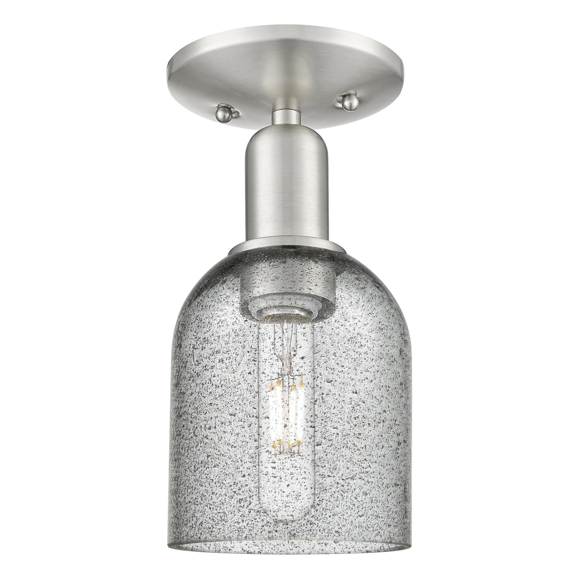 Shown in Brushed Satin Nickel finish and Charcoal glass