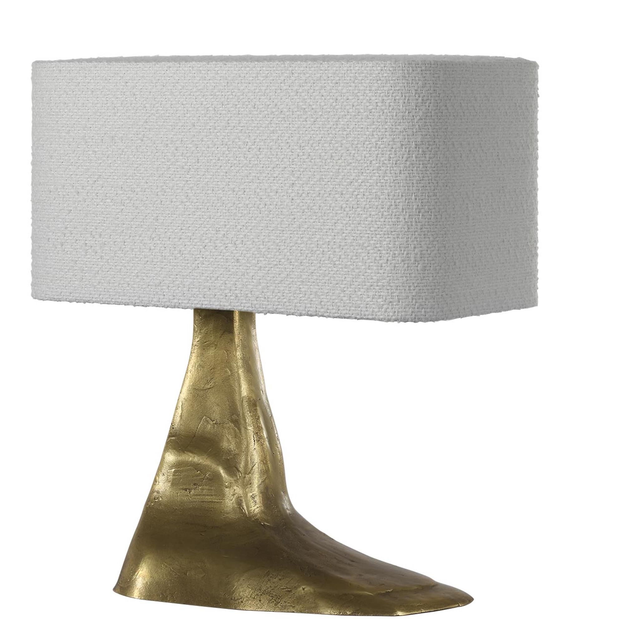 Shown in Museum Brass finish and Boucle Rectangle shade