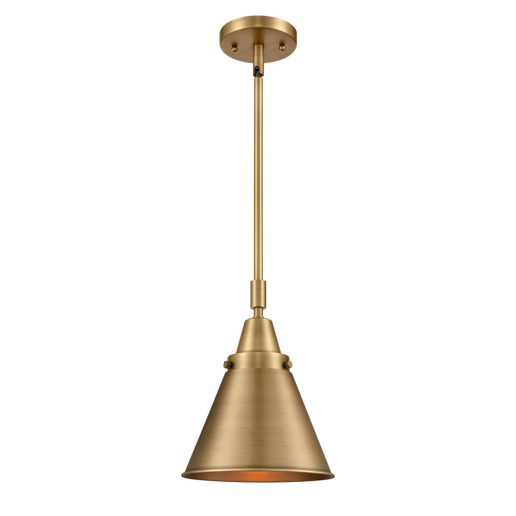 Shown in Brushed Brass finish and No Glass glass and Brushed Brass Appalachian shade