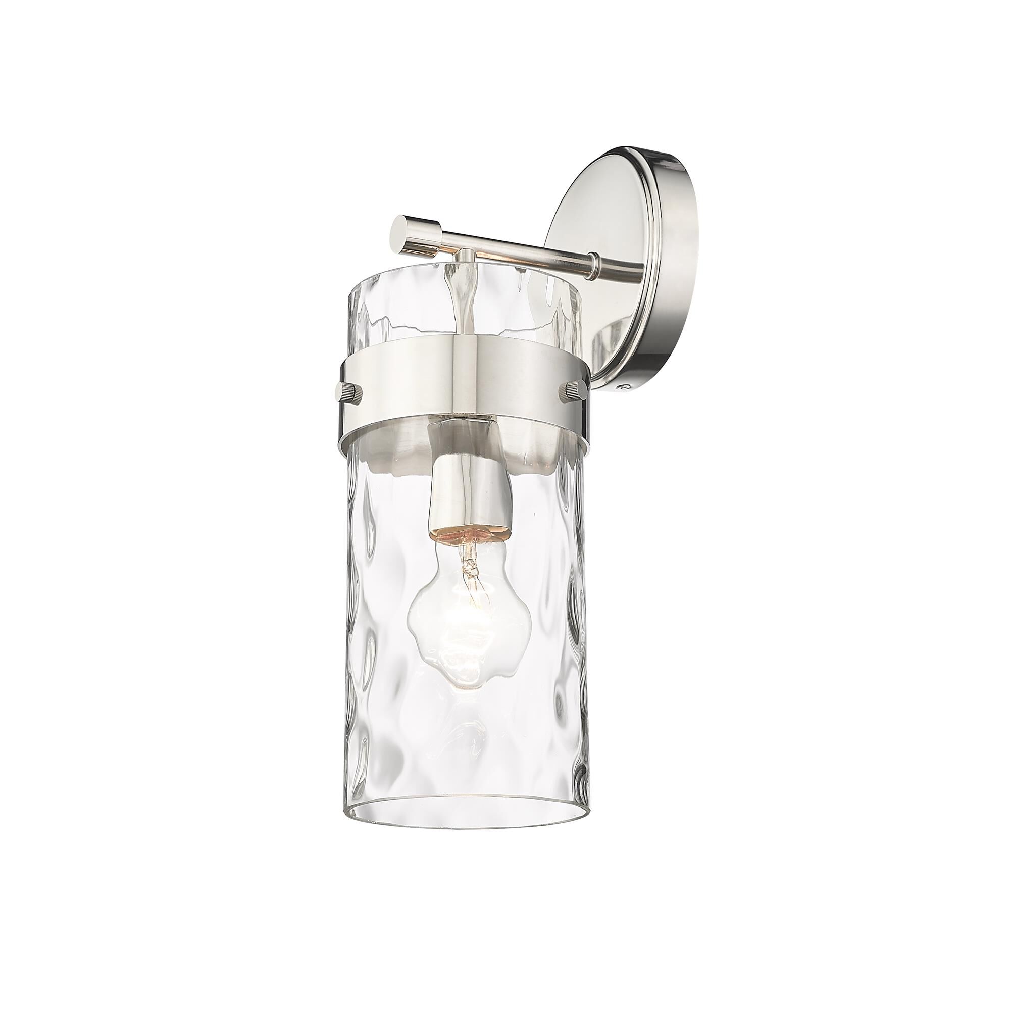 Shown in Polished Nickel finish and Glass shade