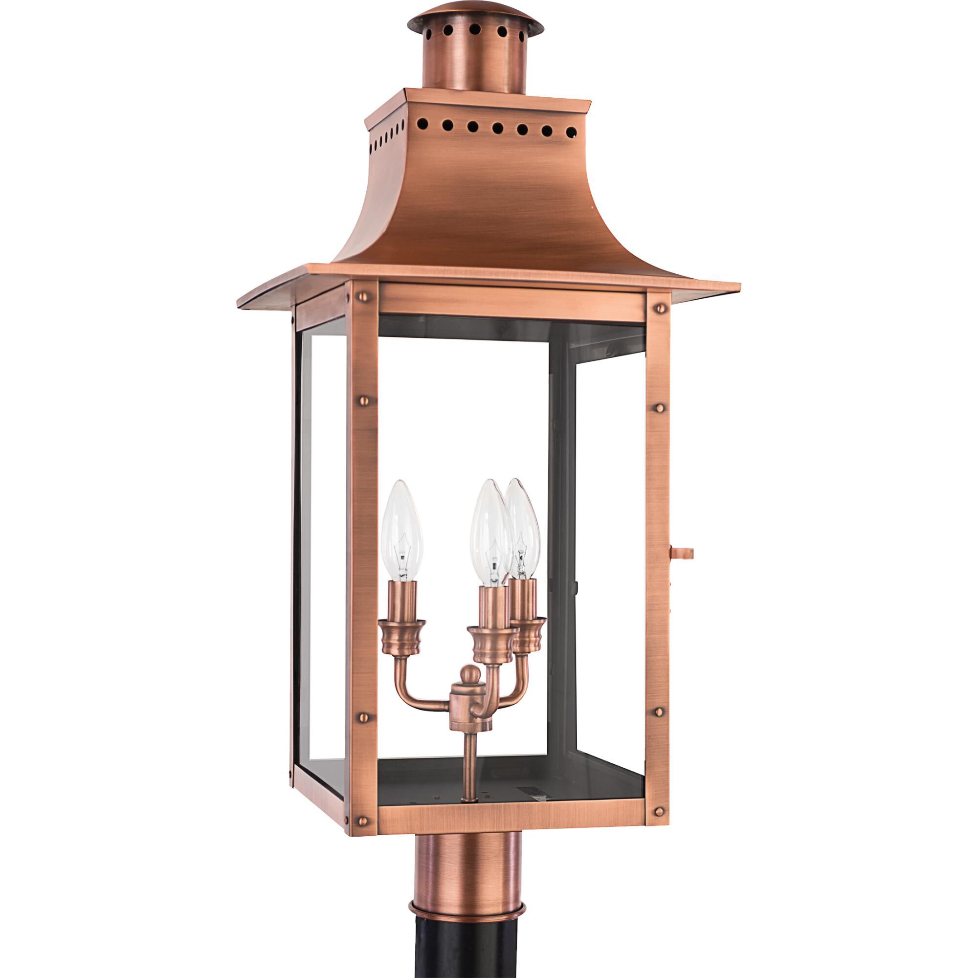 Shown in Aged Copper finish and Clear glass