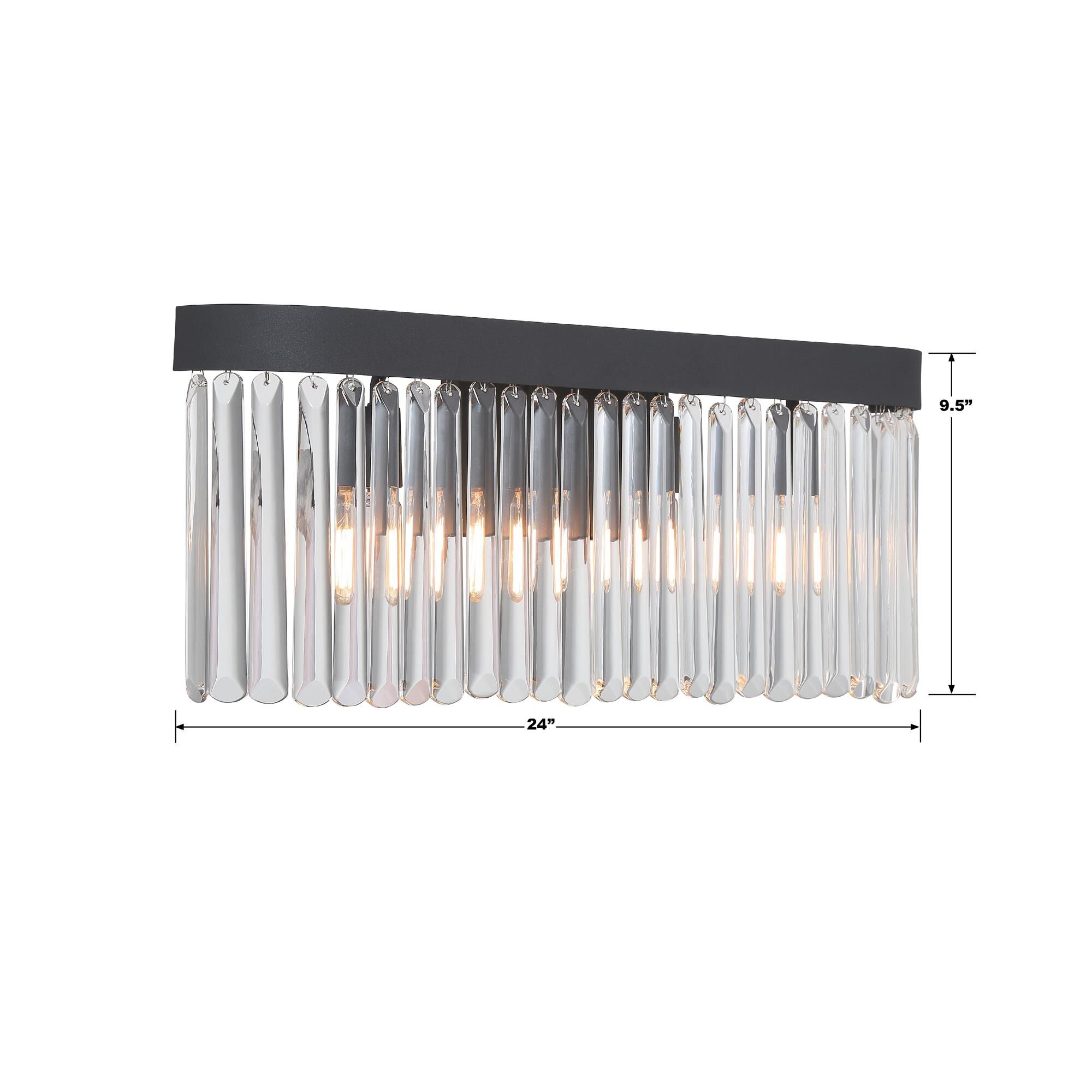 Shown in Black Forged finish and Clear Glass crystal