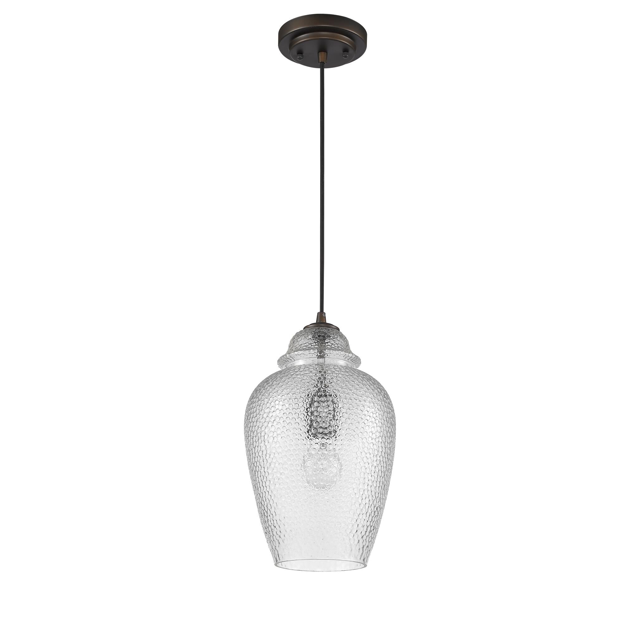 Shown in Oil Rubbed Bronze finish and Clear glass and Clear Textured Glass shade