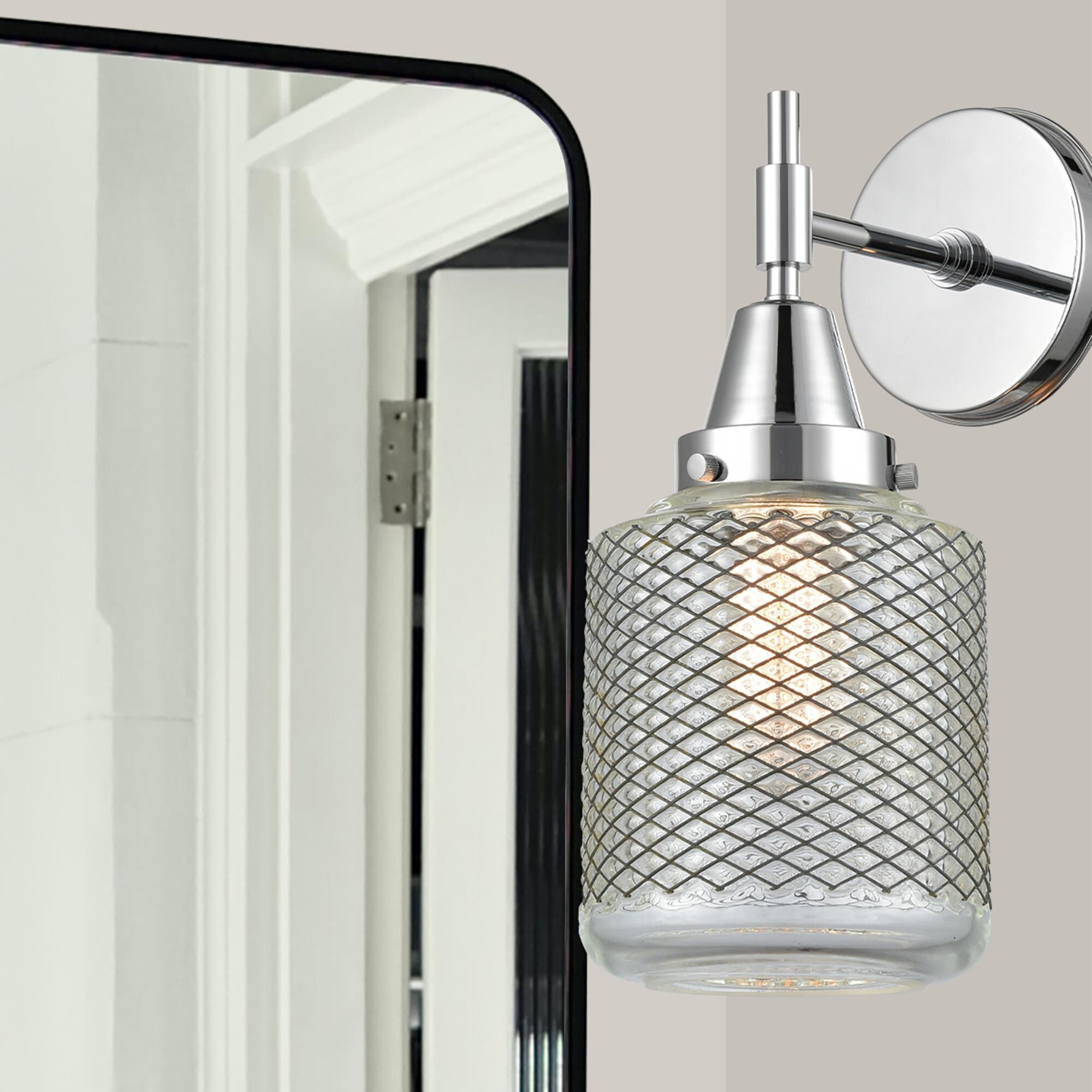 Shown in Polished Chrome finish and Matte White Cased Large Cone glass