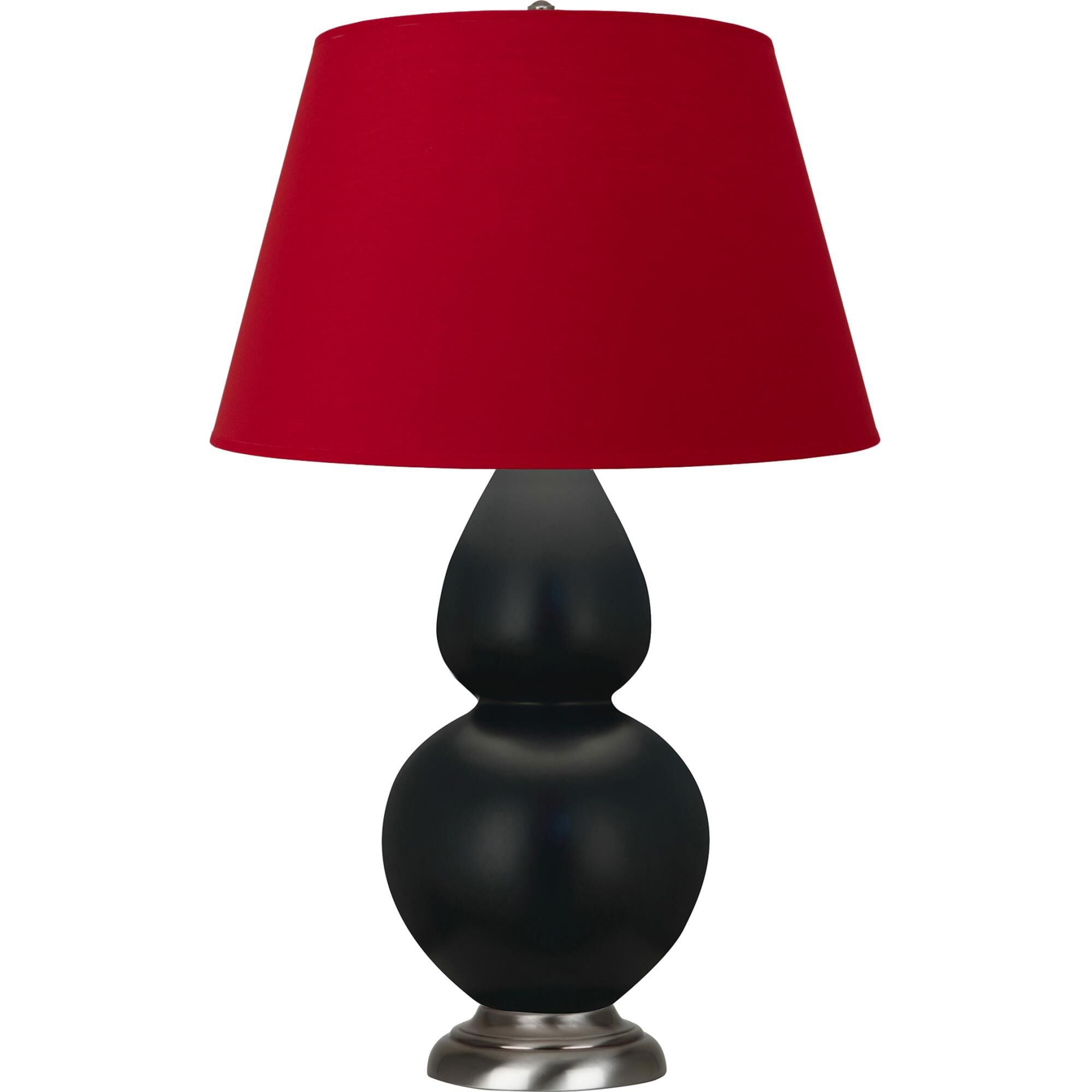Shown in Matte Obsidian finish and Black and Red shade and Antique Silver accent