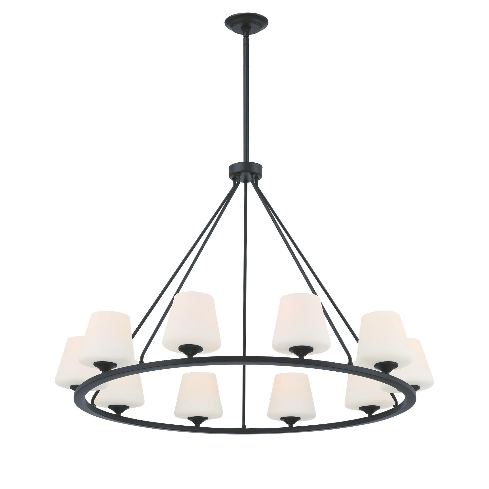 Shown in Matte Black finish and Glass shade