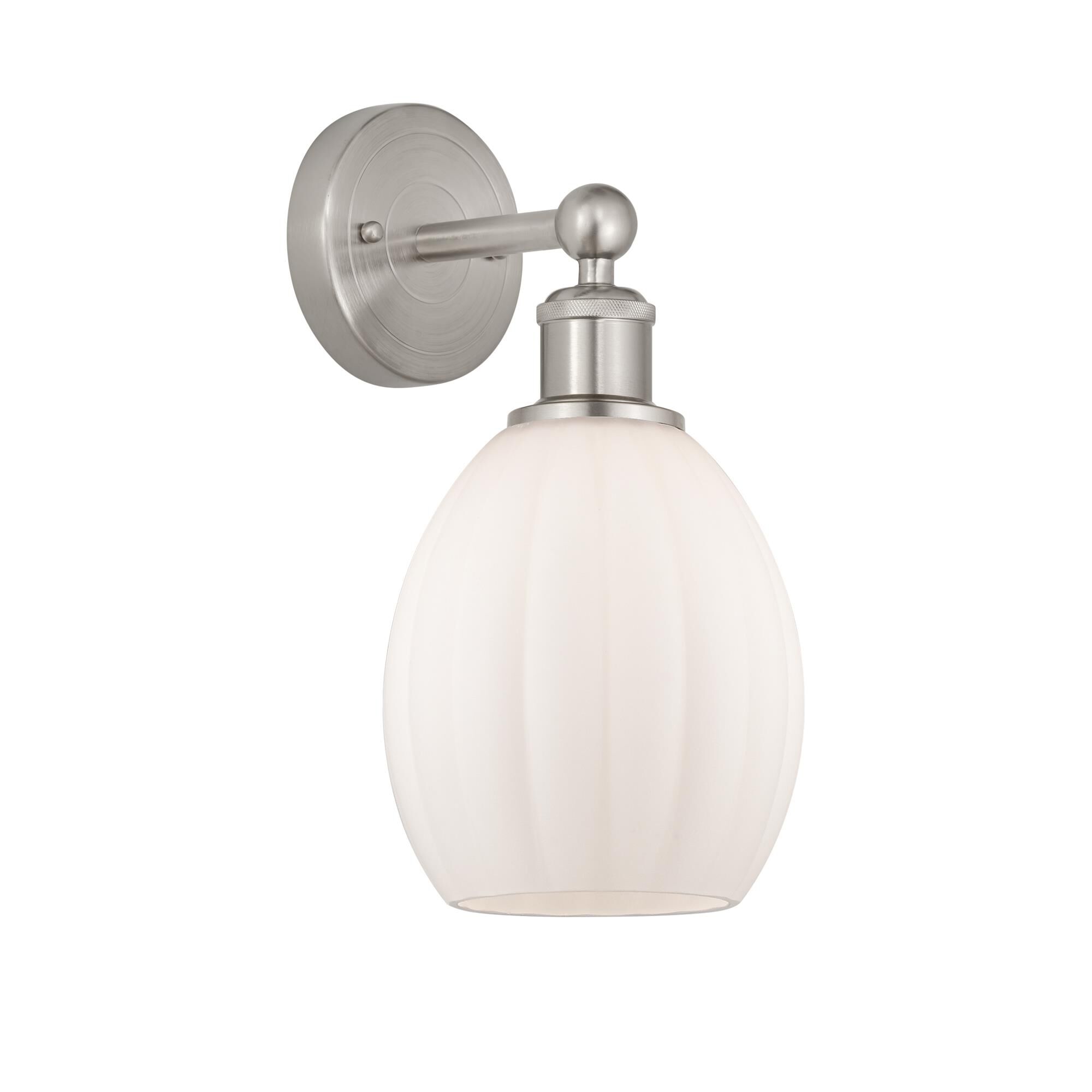 Shown in Brushed Satin Nickel, Matte White finish and Matte White glass and Matte White Glass shade