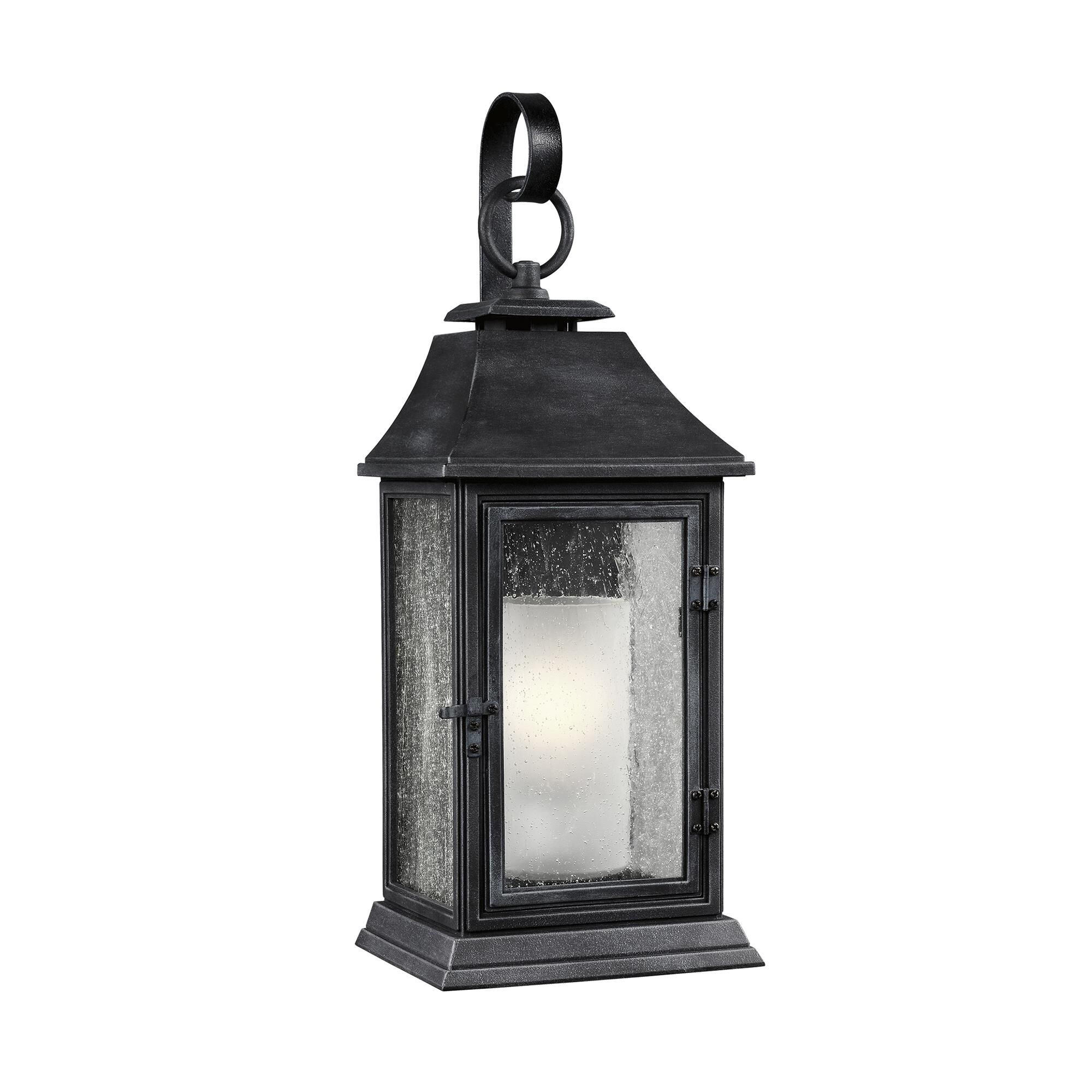 Shown in Dark Weathered Zinc finish and Opal Etched glass