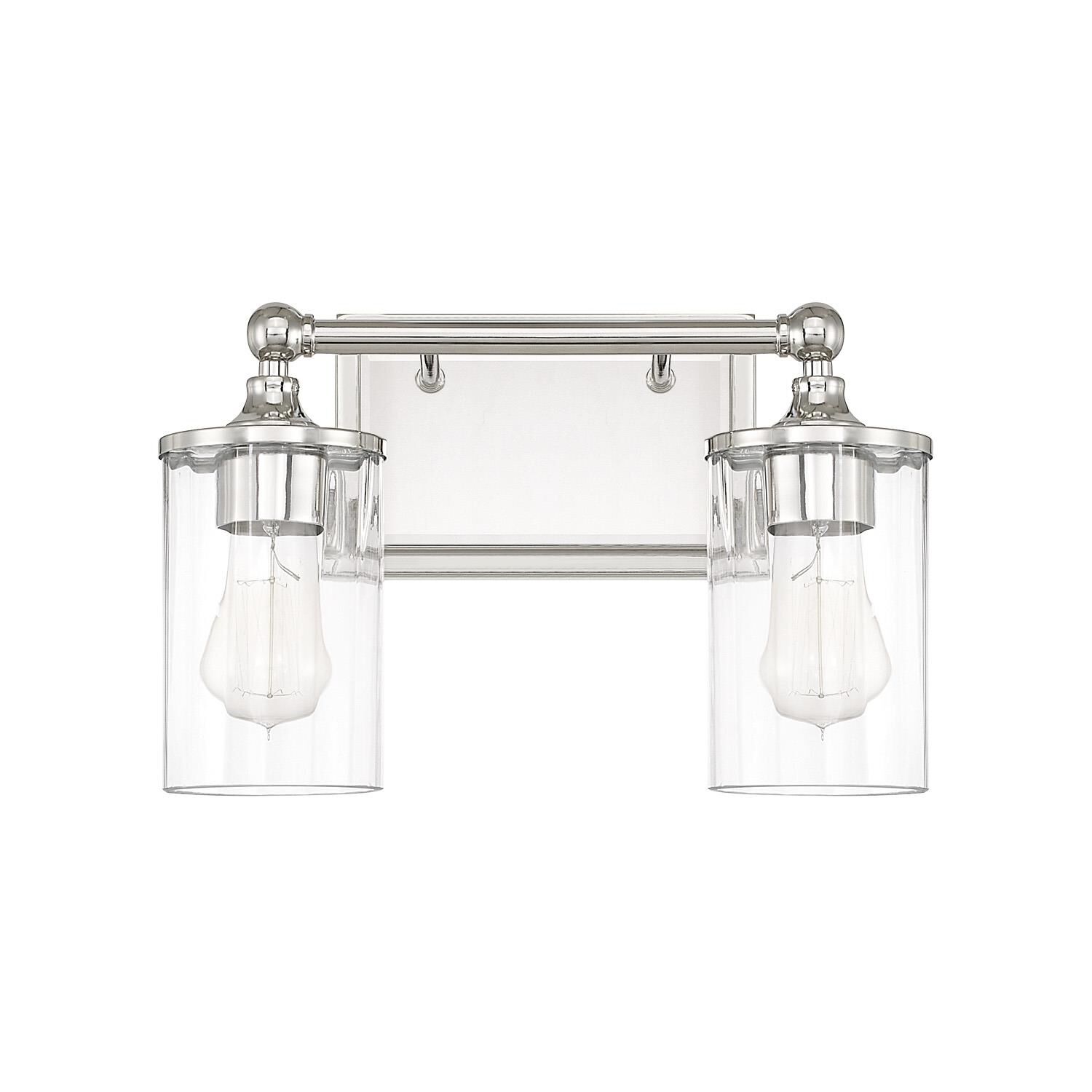 Shown in Polished Nickel finish and Clear Beveled glass