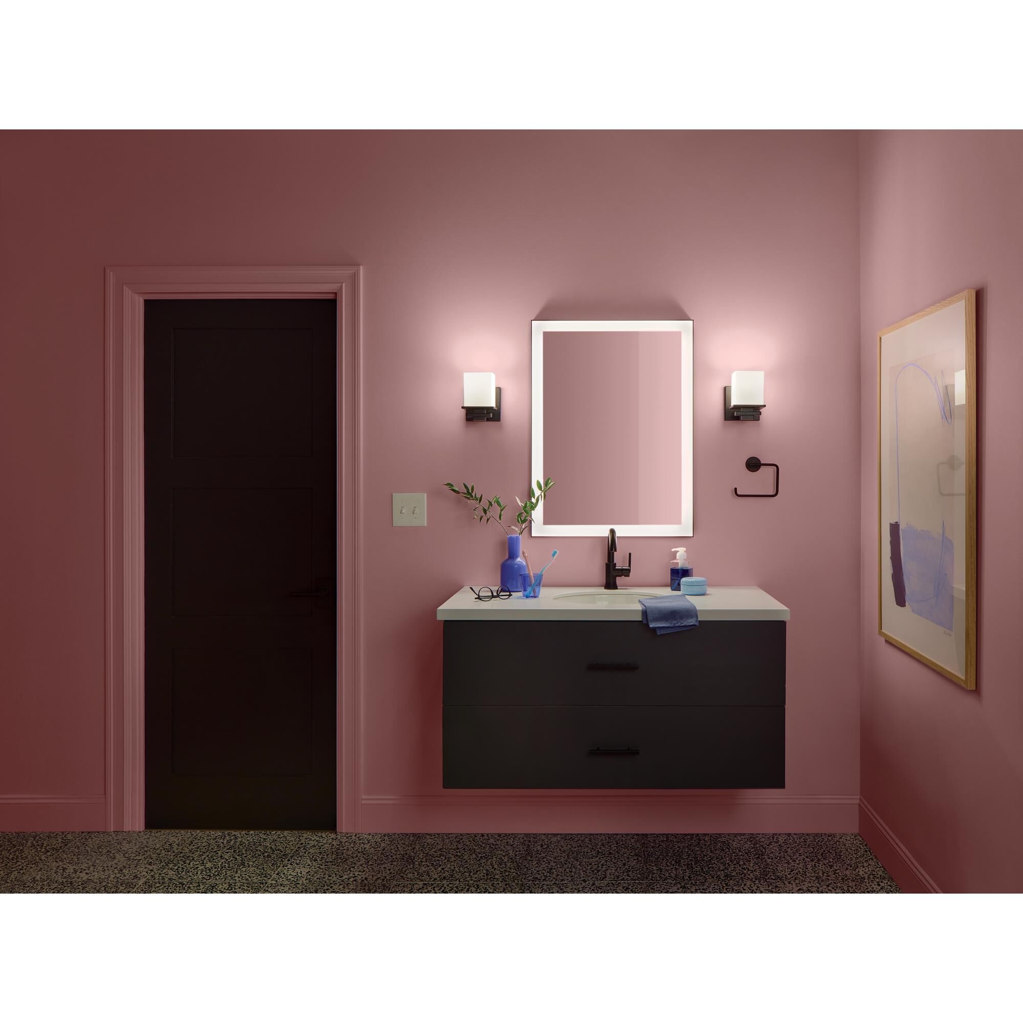 Shown in Black finish and Satin Etched Cased Opal glass