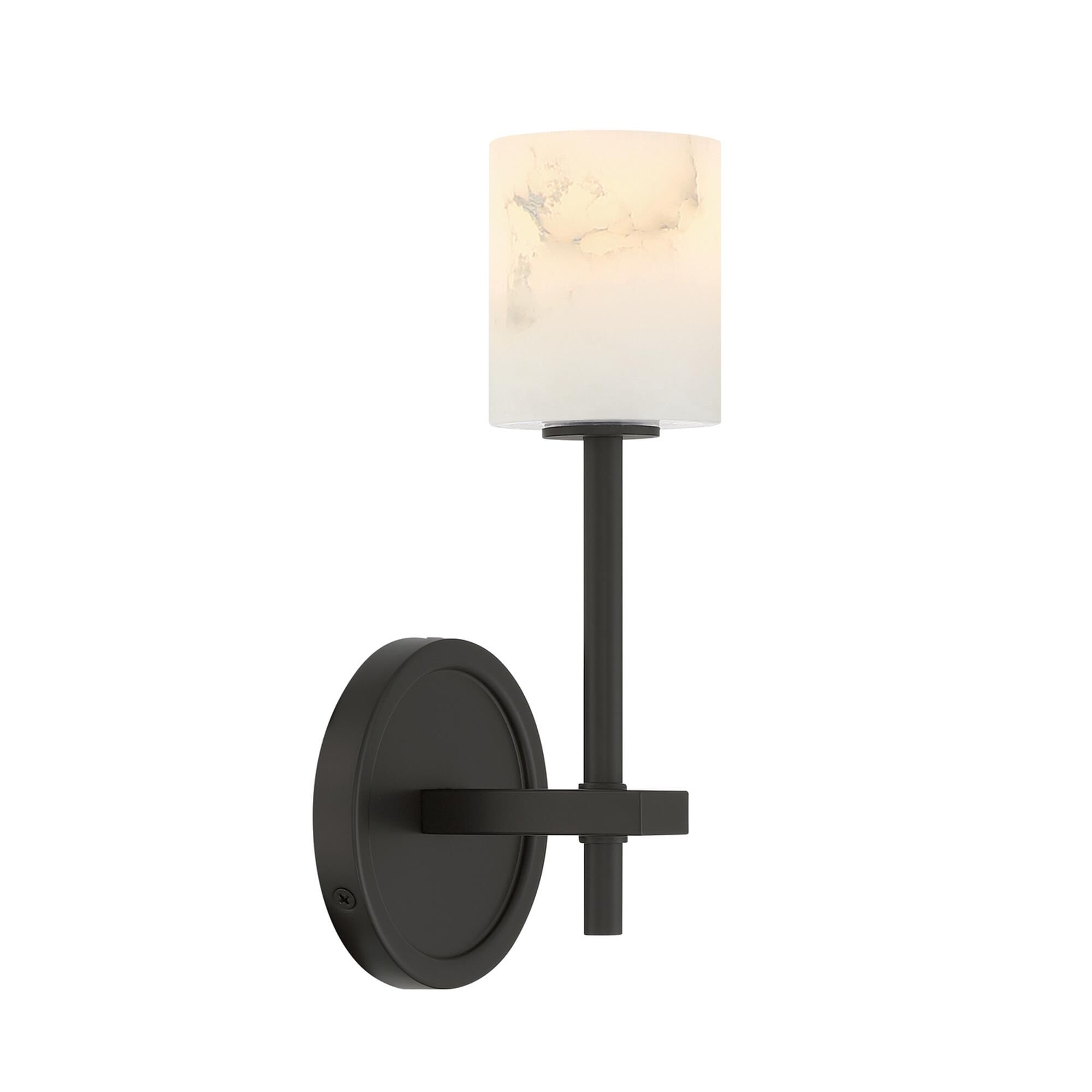 Shown in Matte Black finish and Alabaster crystal and Stone glass and Stone shade