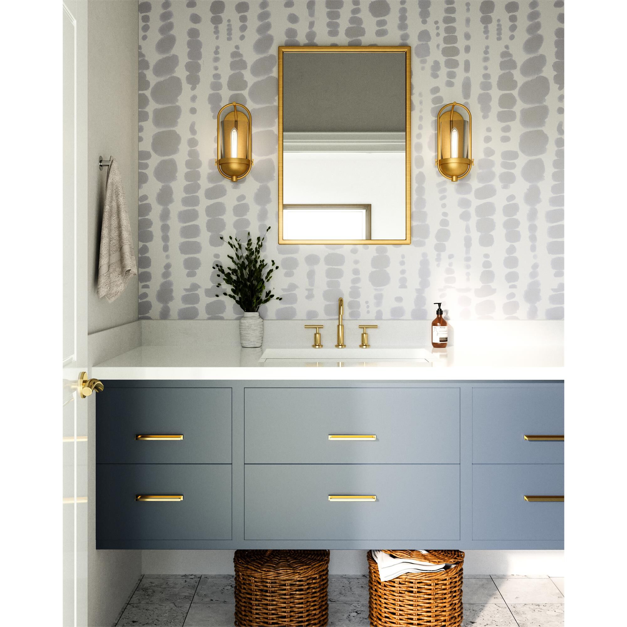 Shown in Aged Gold finish and Clear glass