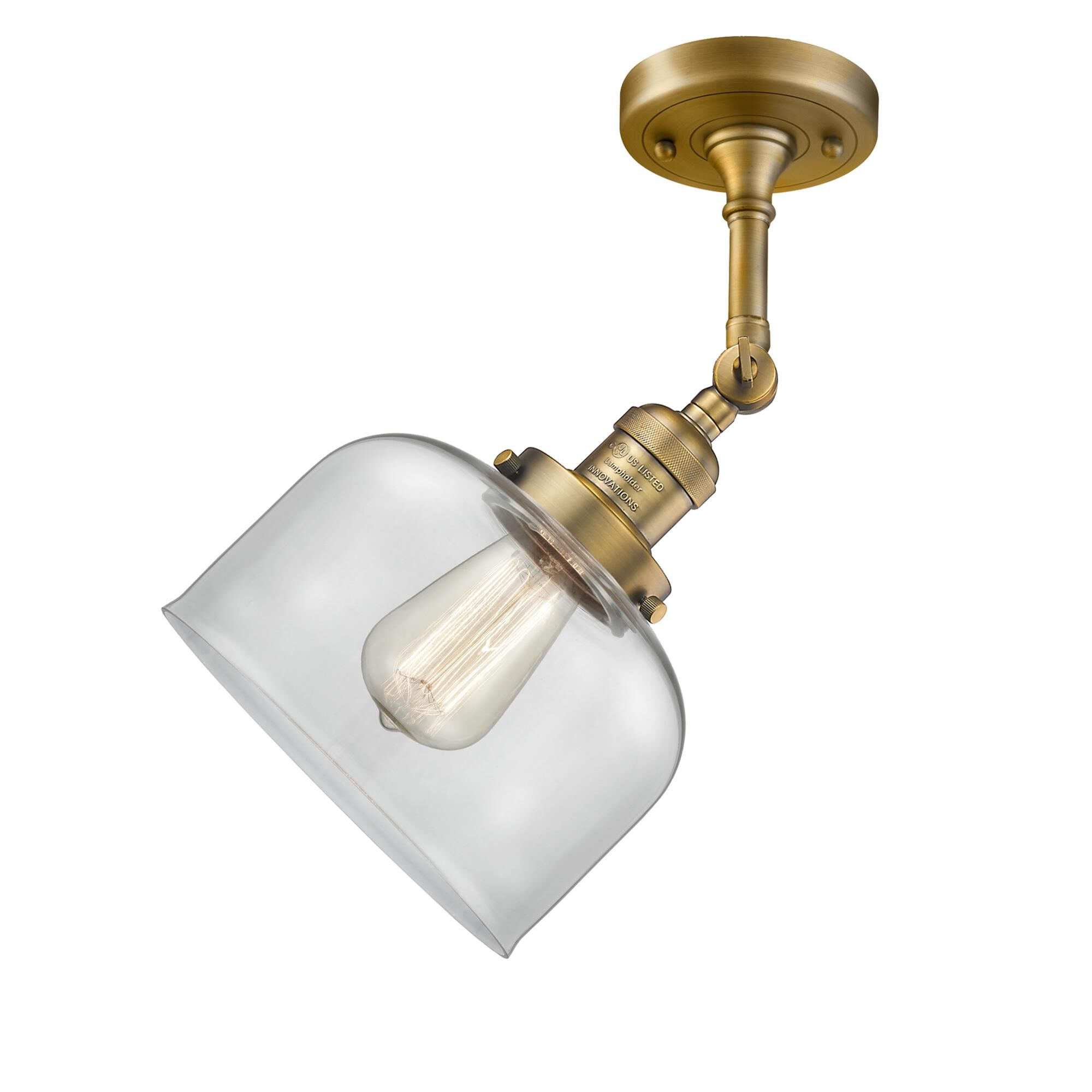 Shown in Brushed Brass finish and Clear glass and None accent