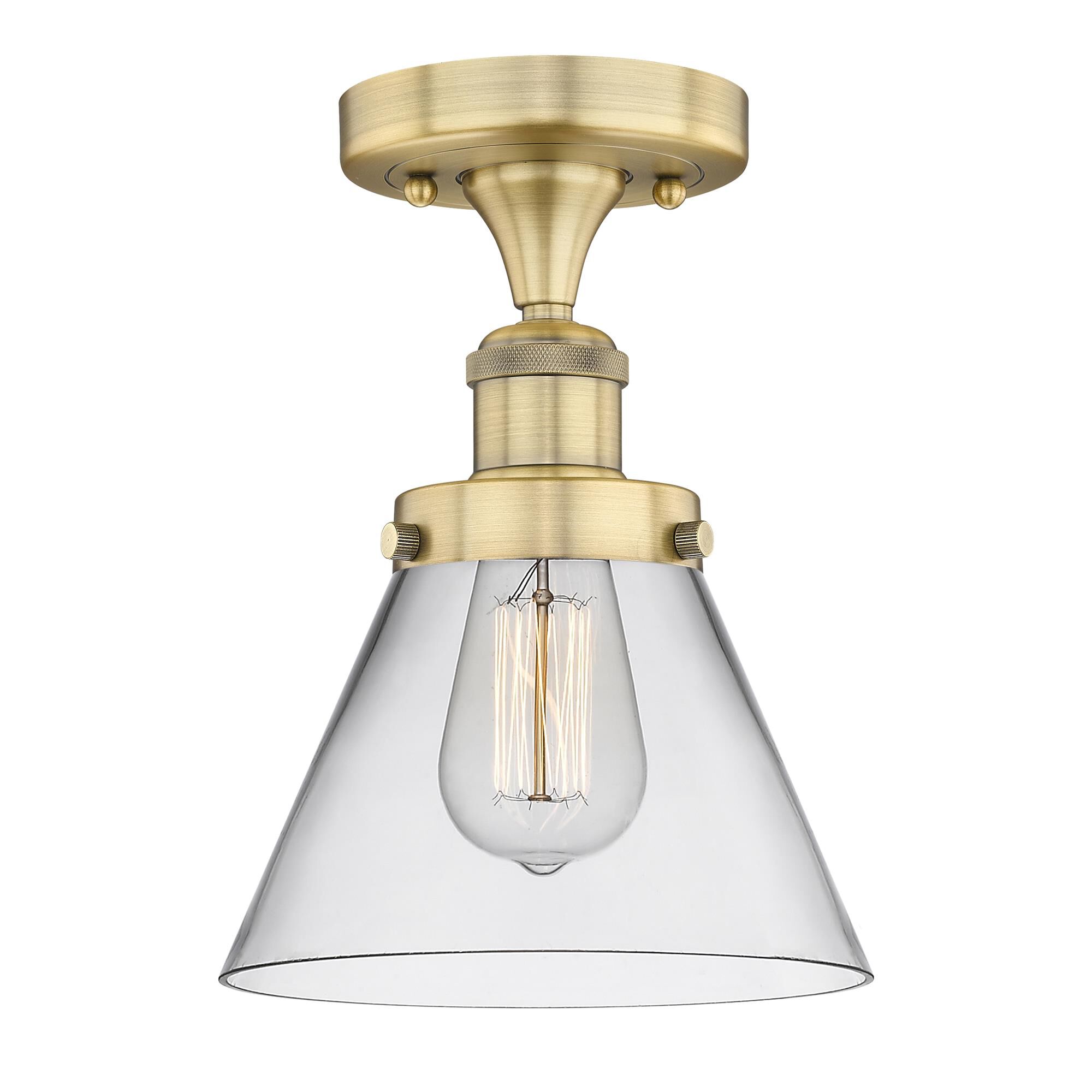 Shown in Brushed Brass finish and Clear glass