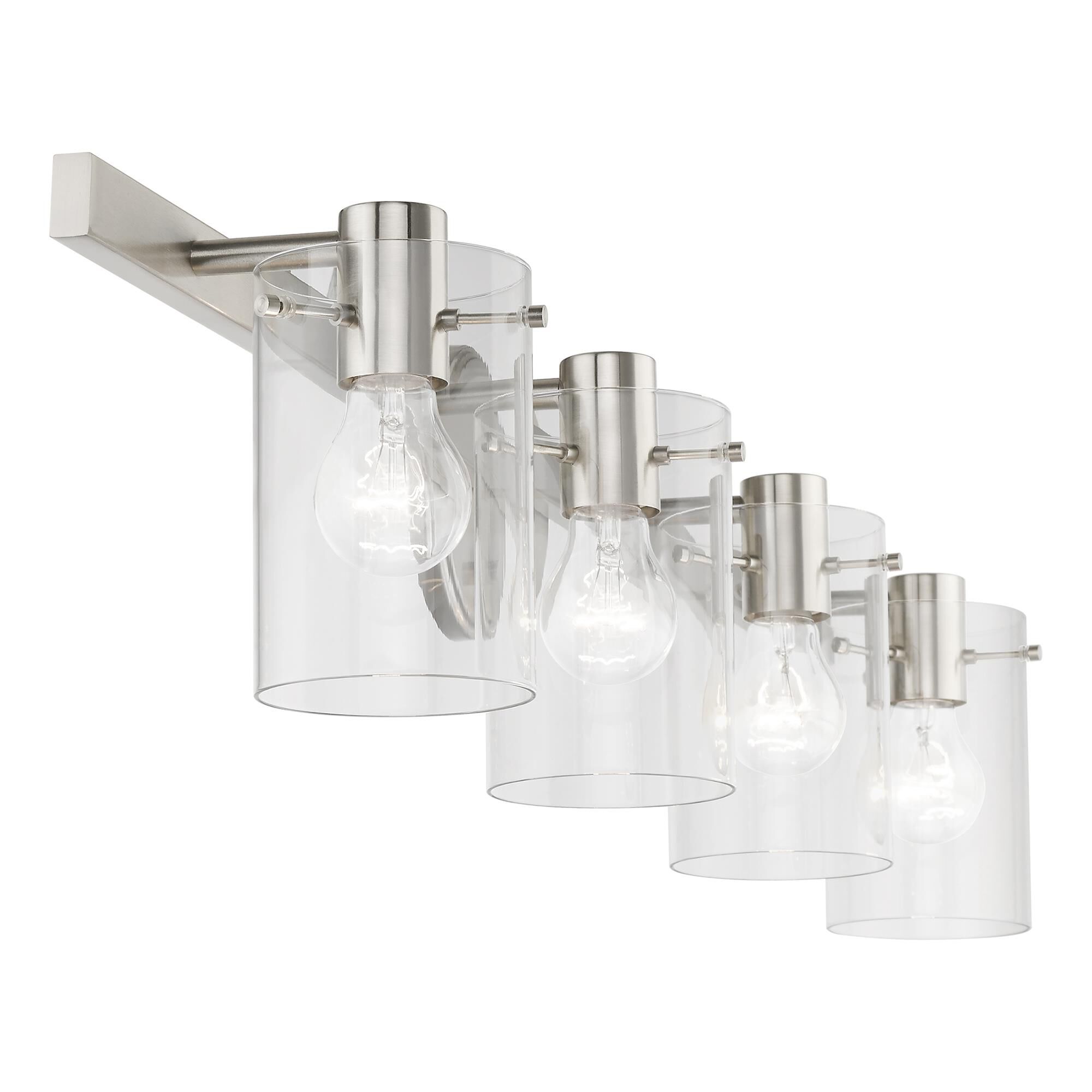 Shown in Brushed Nickel finish and Clear glass