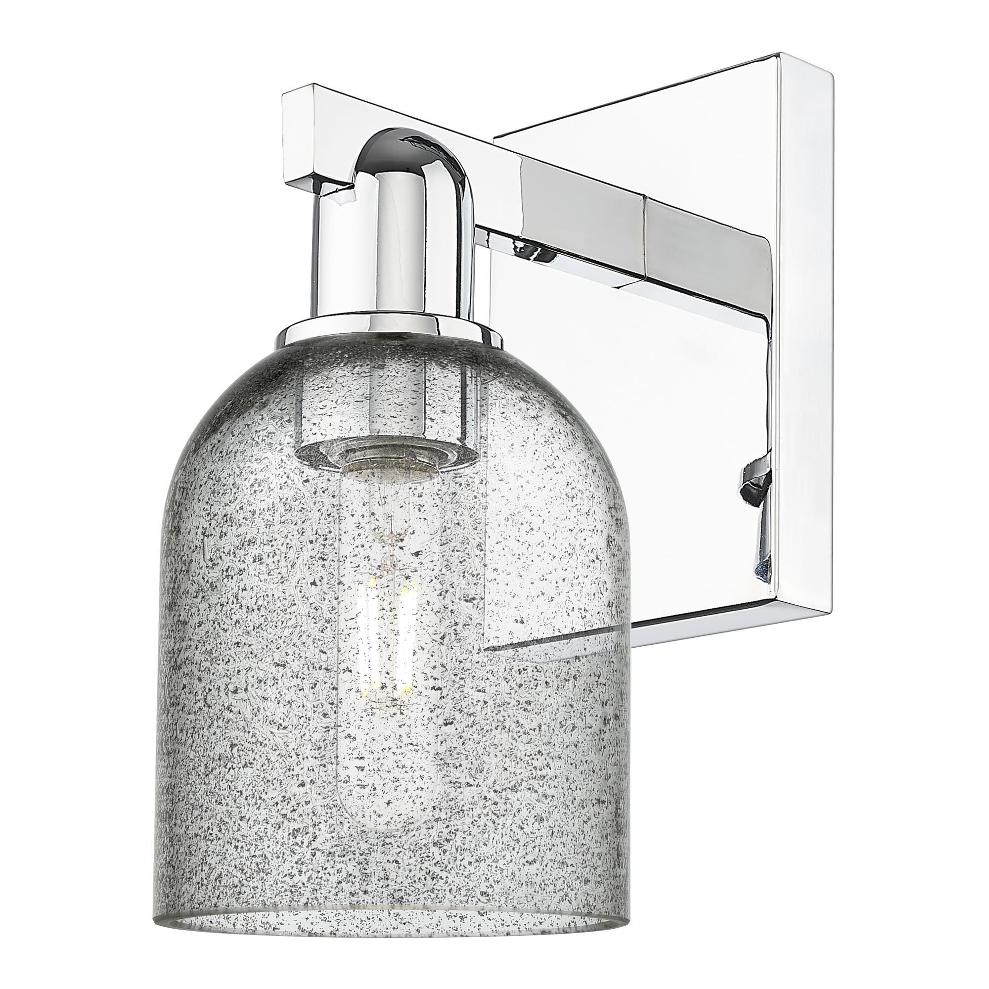 Shown in Polished Chrome finish and Charcoal glass