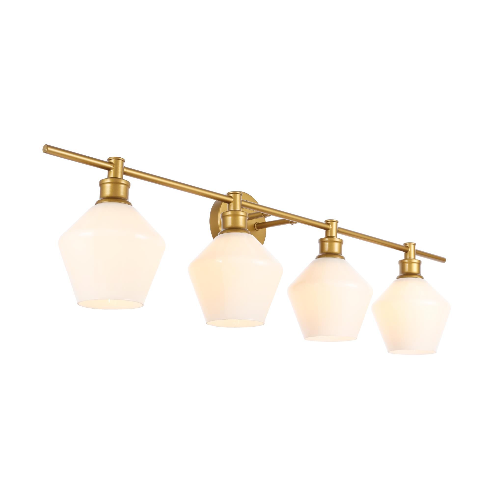 Shown in Brass finish and Frosted White  glass