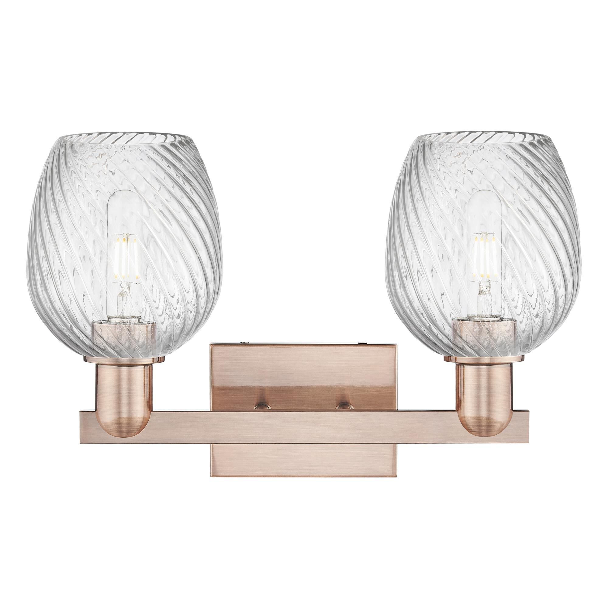 Shown in Antique Copper finish and Clear Spiral Fluted glass