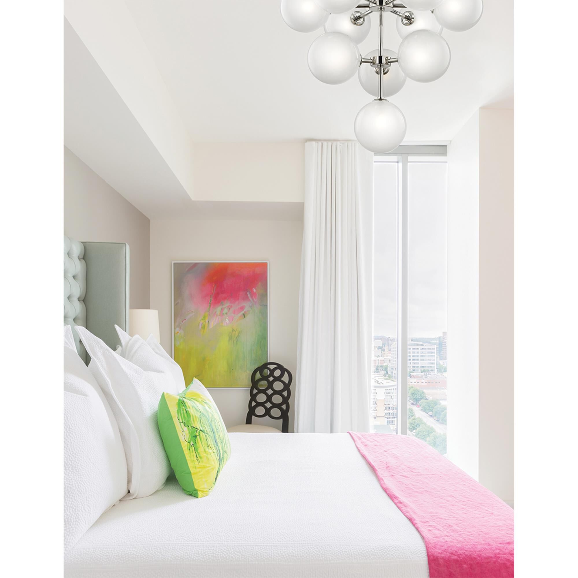 Shown in Polished Nickel finish and Opal Etched glass