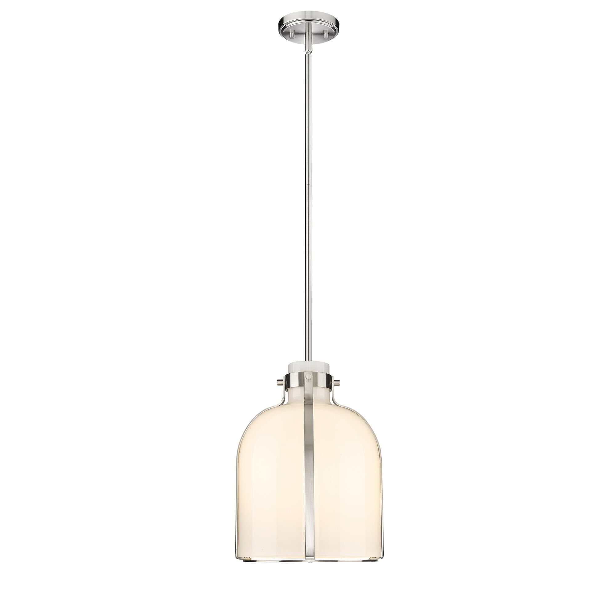 Shown in Brushed Nickel finish and Glass shade