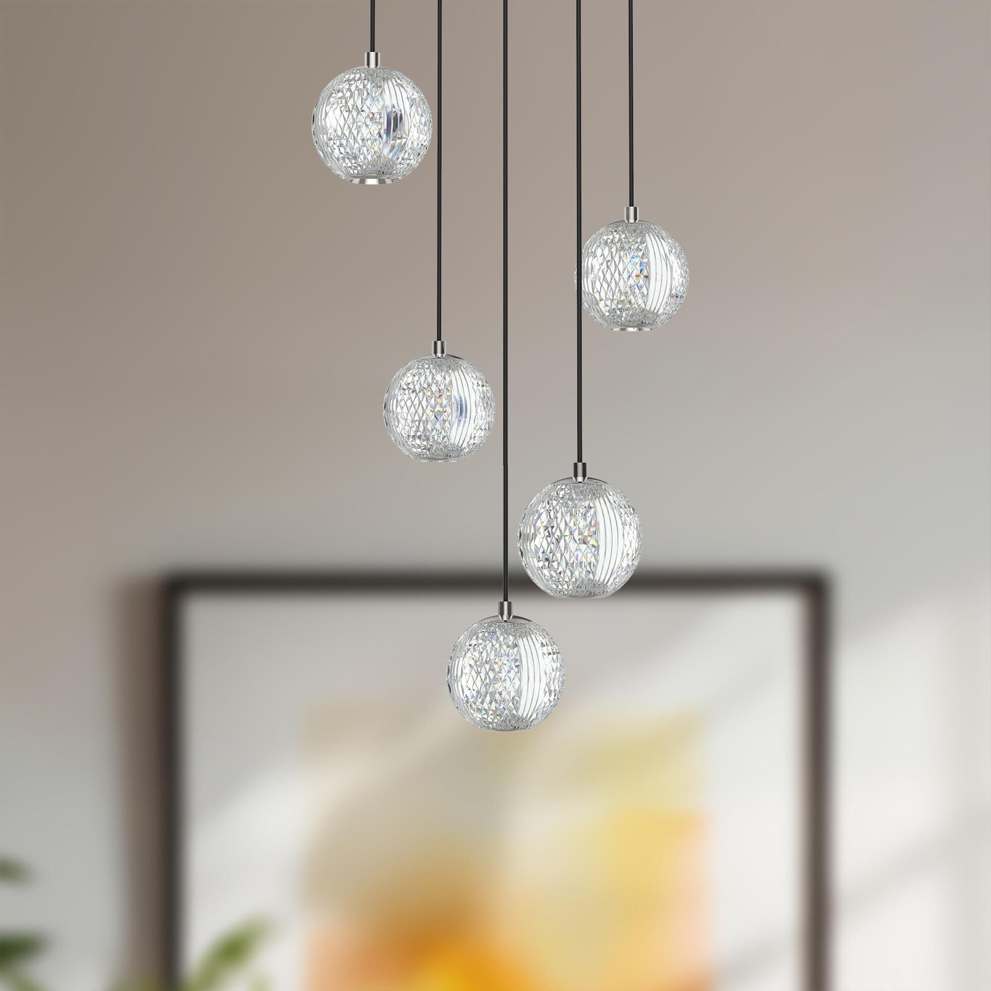 Shown in Nickel finish and Acrylic - Clear Ribbed glass