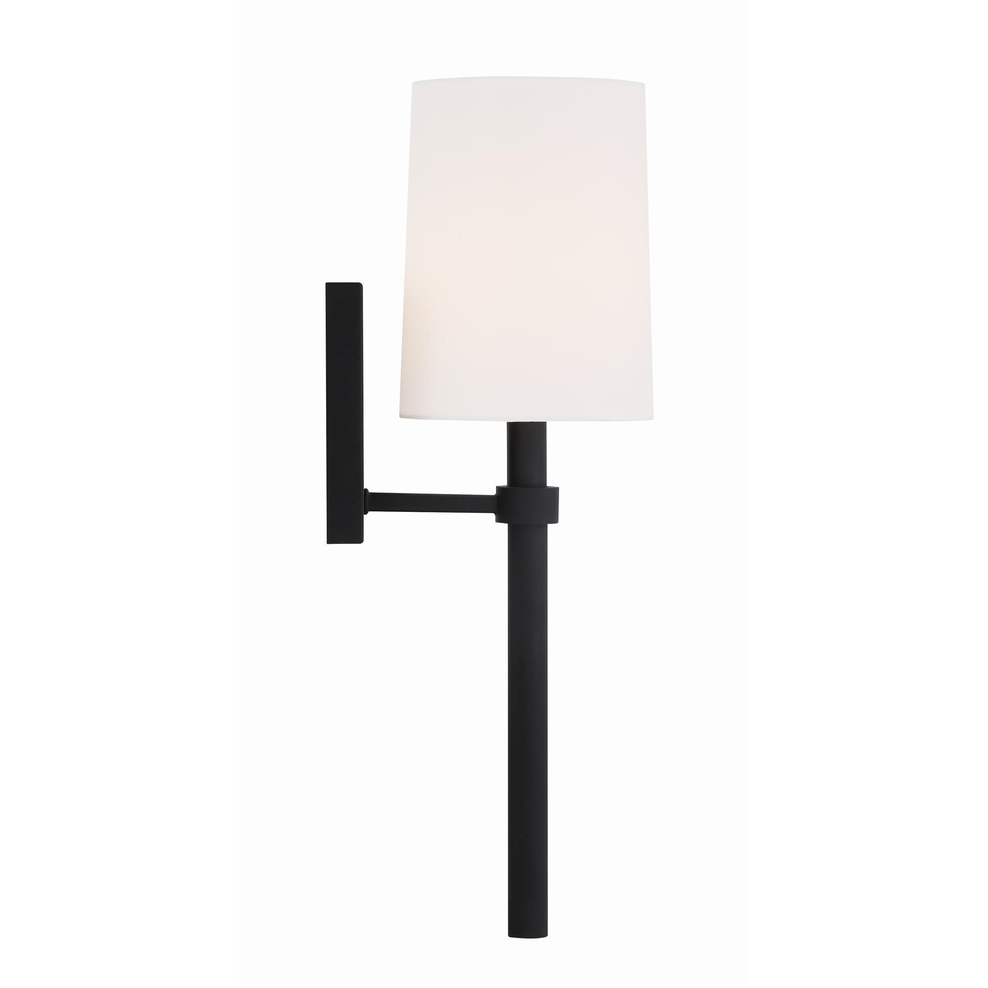 Shown in Black Forged finish and Silk glass and White shade
