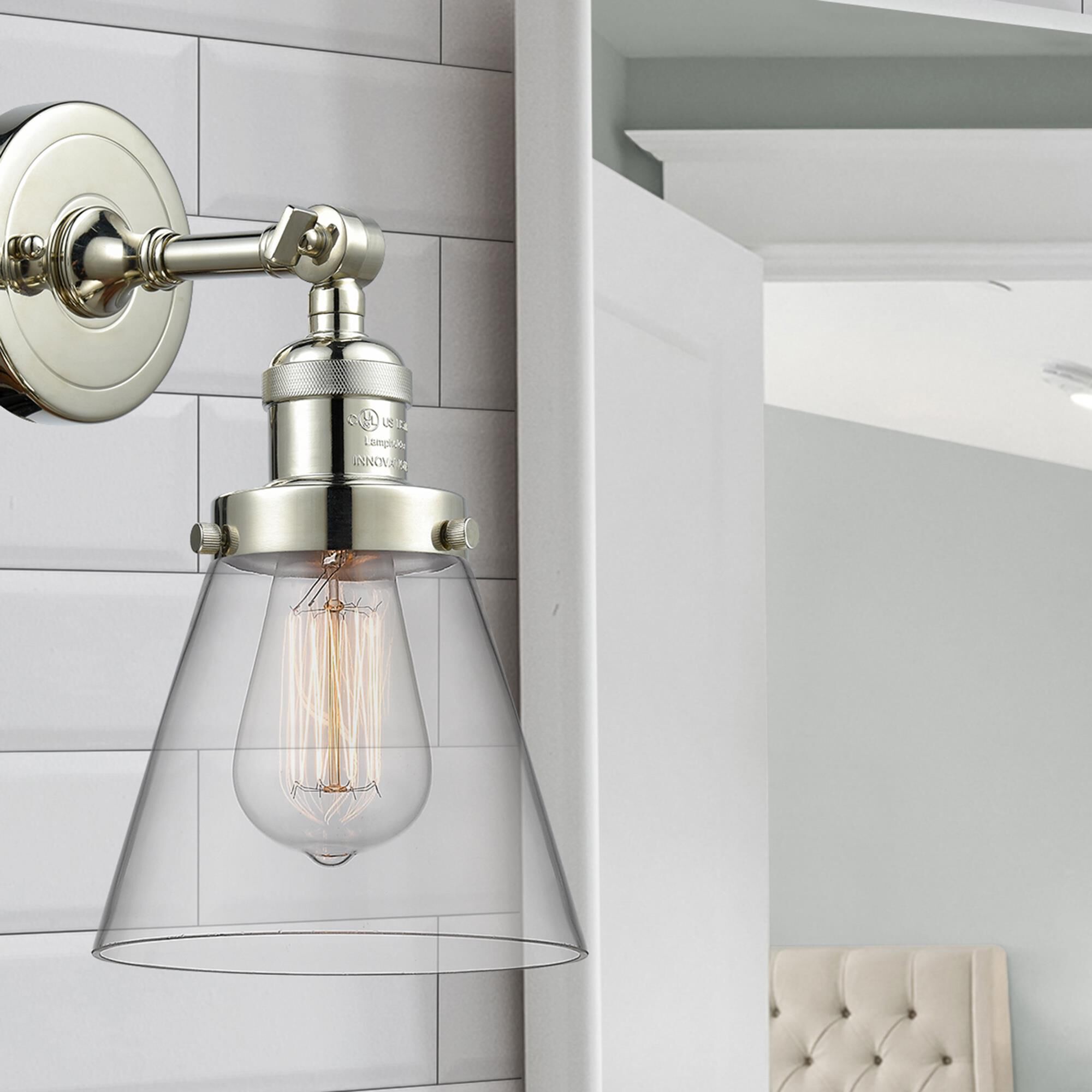 Shown in Polished Nickel finish and Clear glass