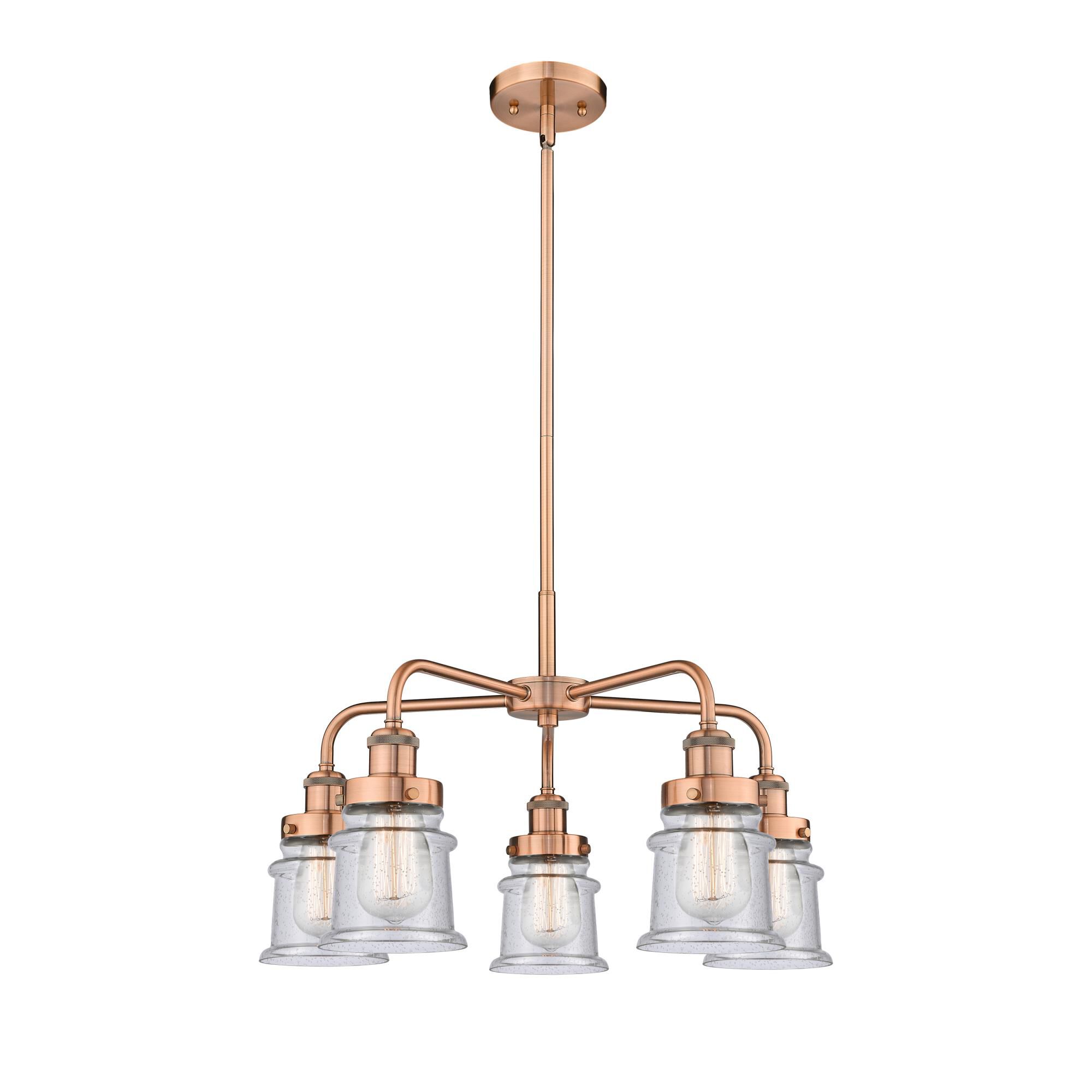 Shown in Antique Copper finish and Seedy glass