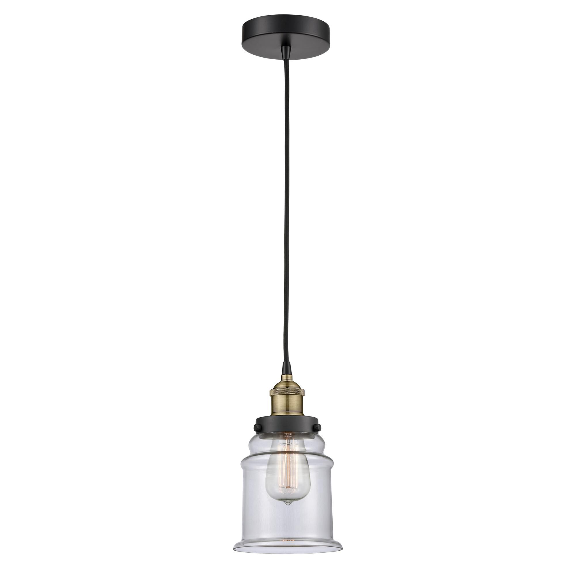 Shown in Black Antique Brass finish and Clear glass
