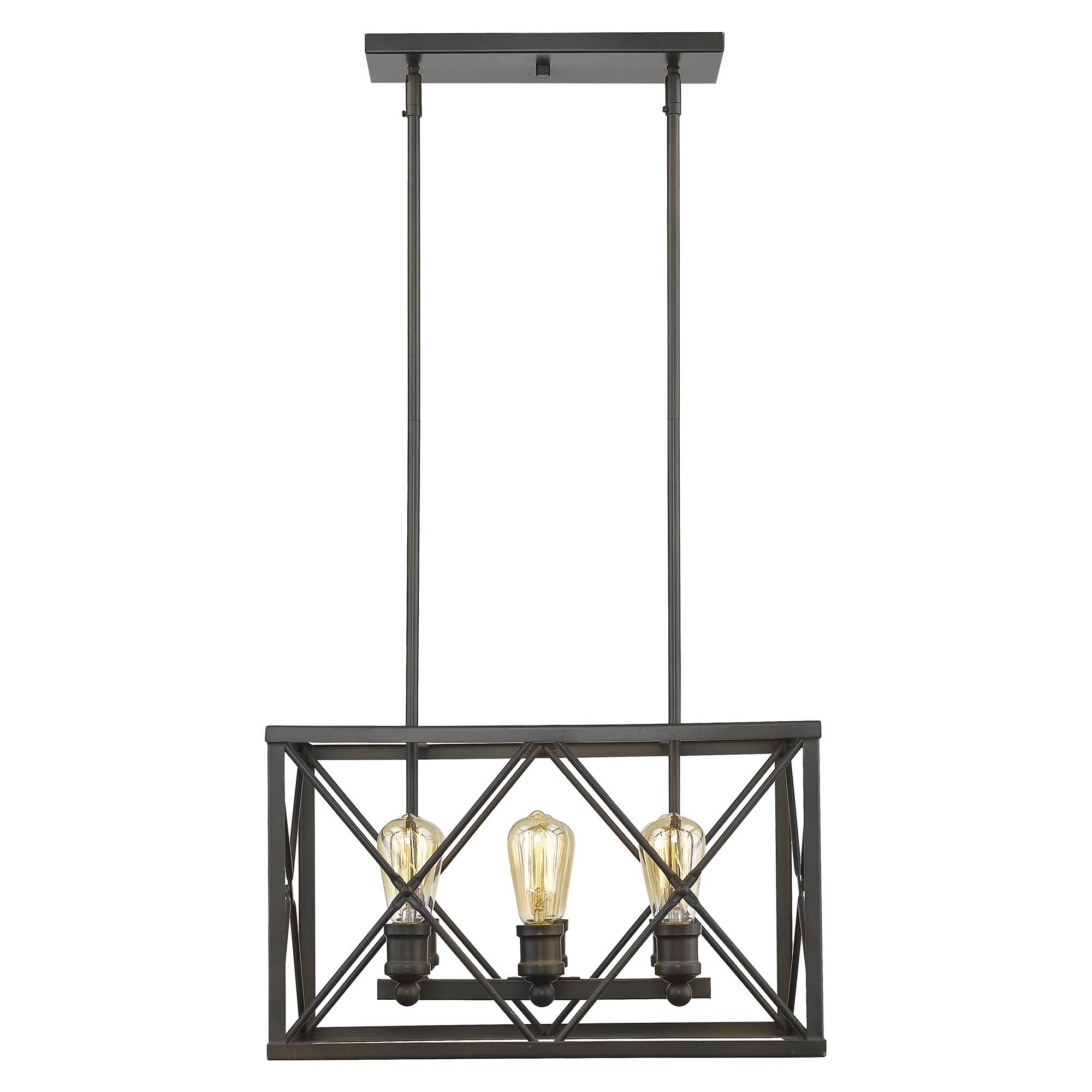 Shown in Oil-Rubbed Bronze finish and Oil-Rubbed Bronze glass and Oil Rubbed Bronze Metal Cage shade