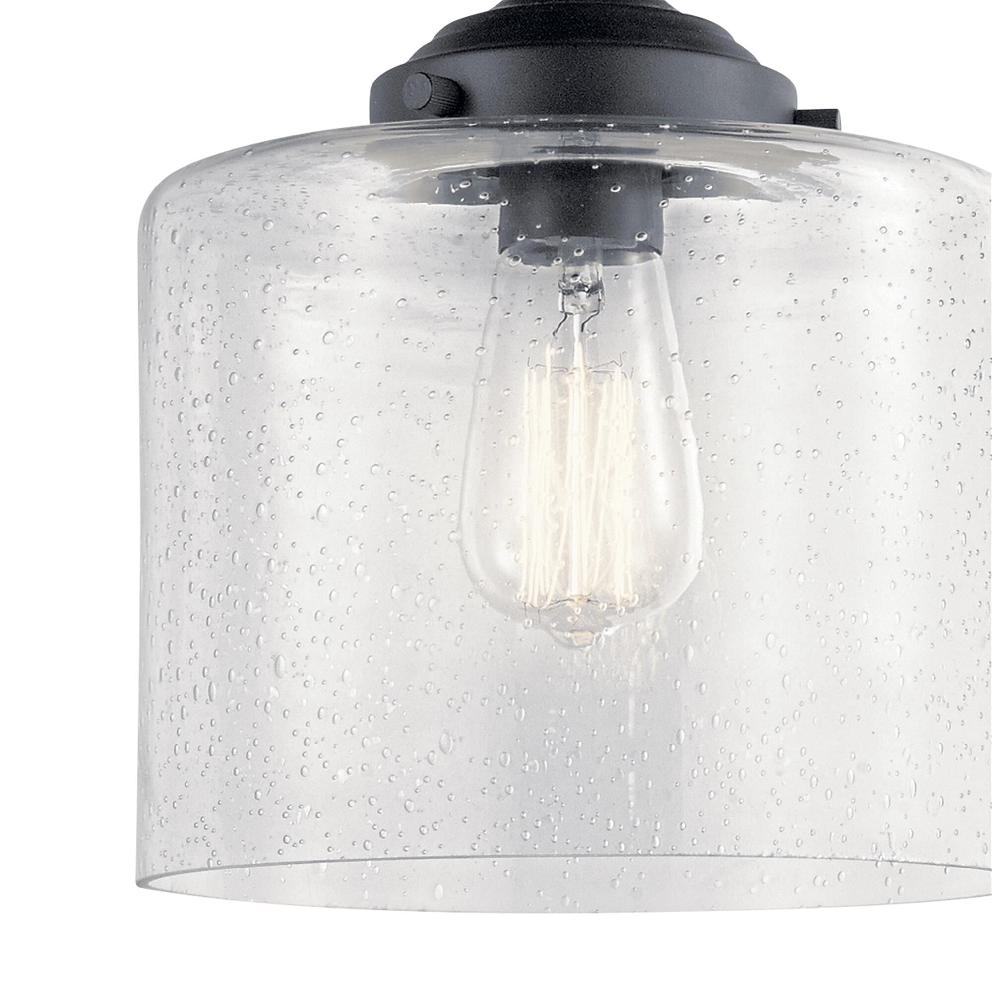 Shown in Black finish and Clear Seeded glass